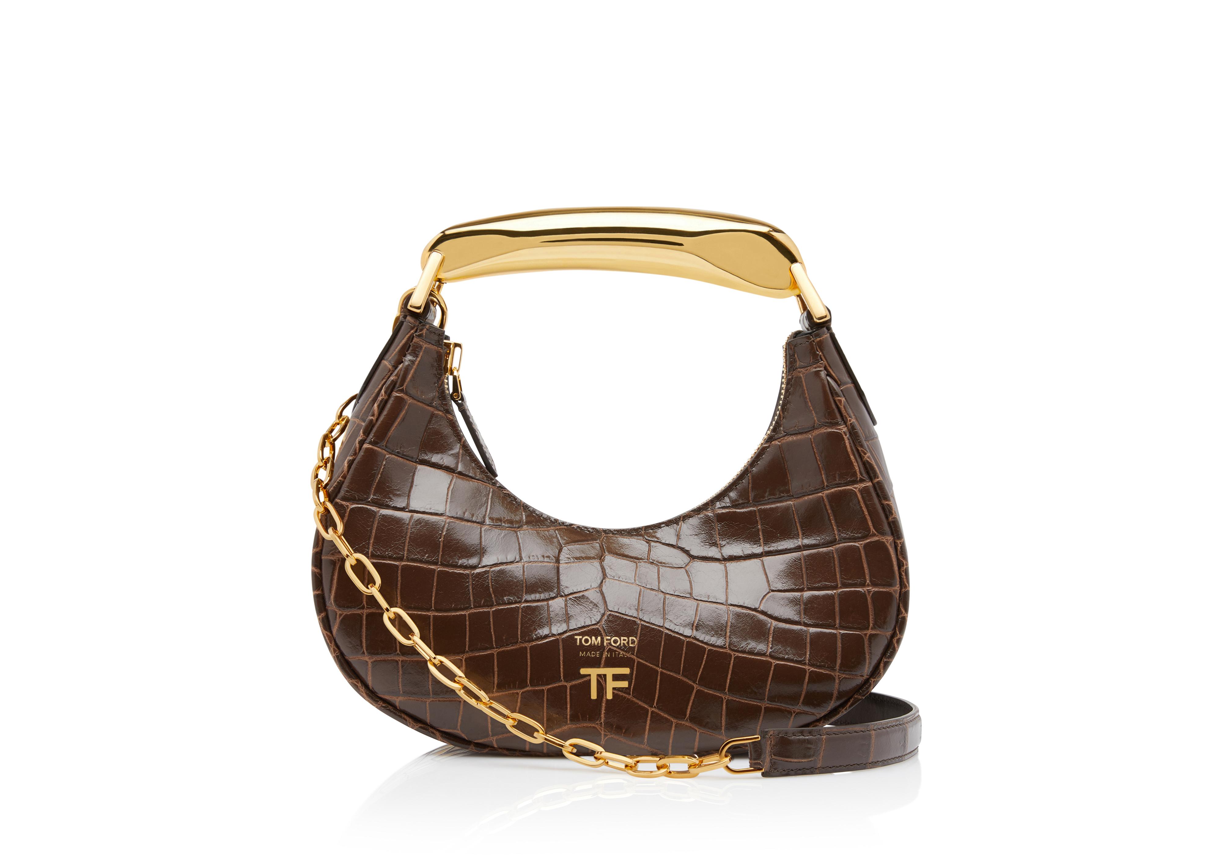 Tom Ford SHINY STAMPED CROCODILE LEATHER BIANCA MINI HOBO 