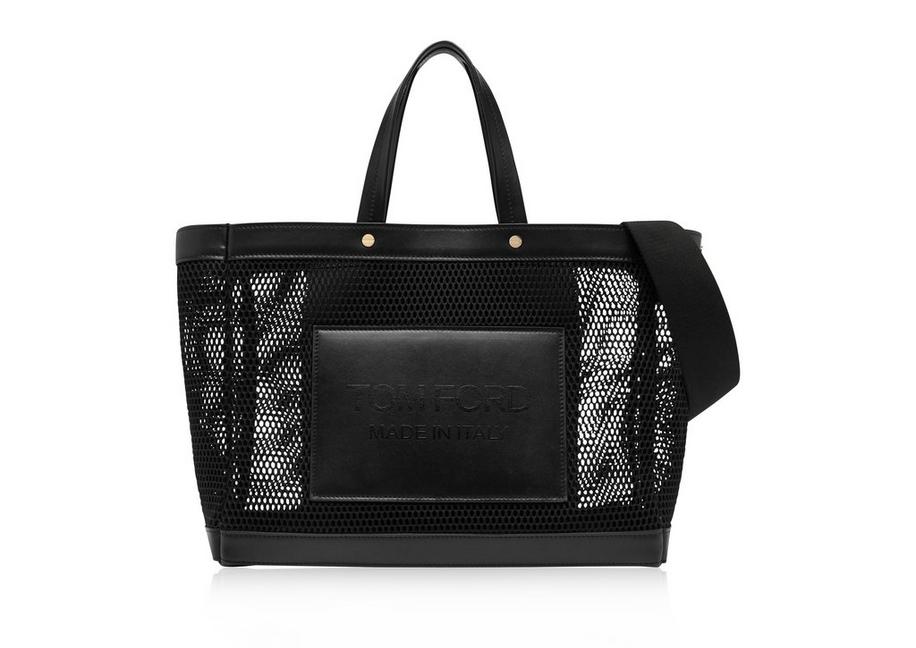 MESH AND LEATHER T SCREW SMALL E/W SHOPPING BAG A fullsize
