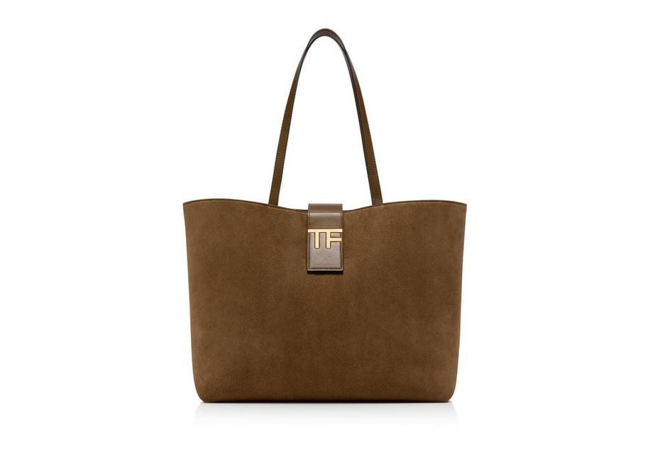 SUEDE LEATHER TF SMALL E/W TOTE A fullsize