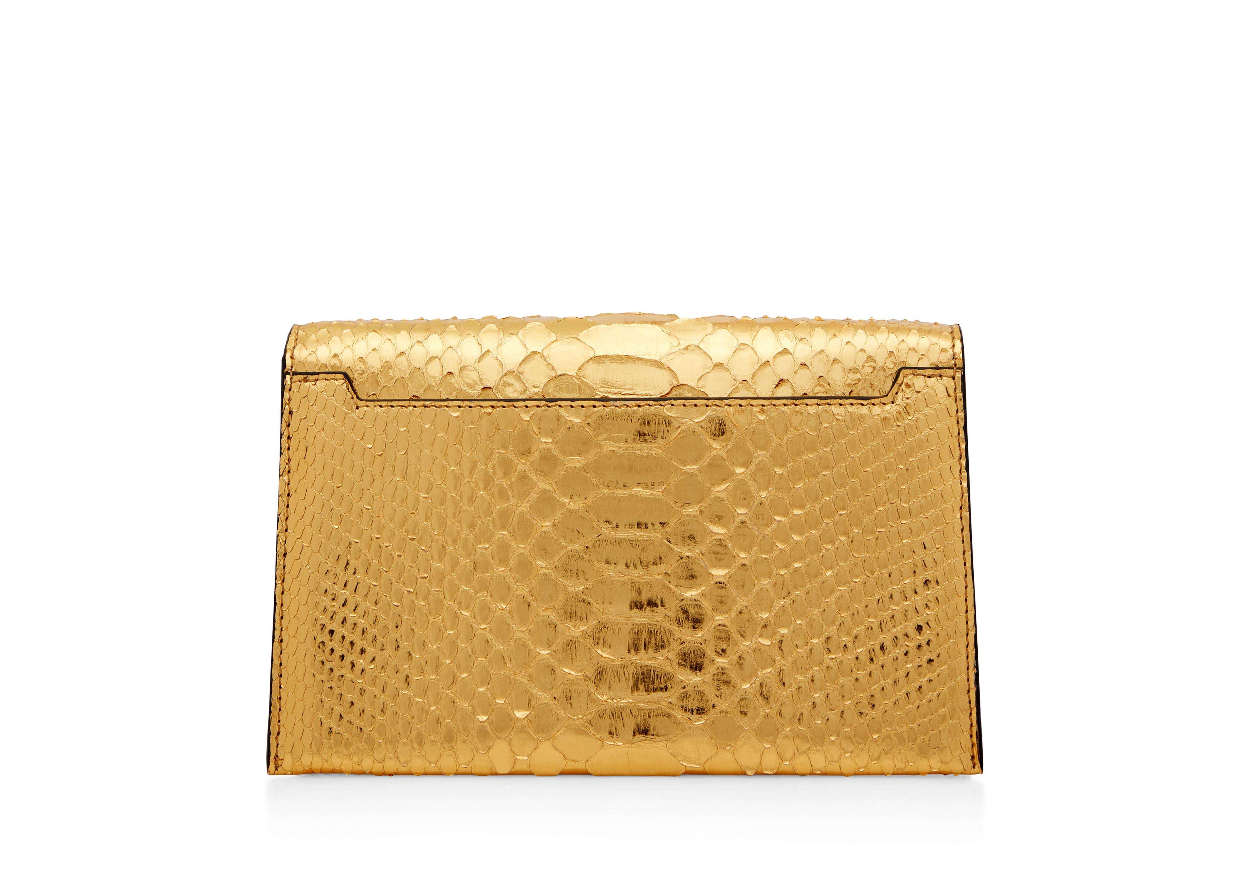 TOM FORD Oversize Turn-Lock Laminated Python Clutch Bag