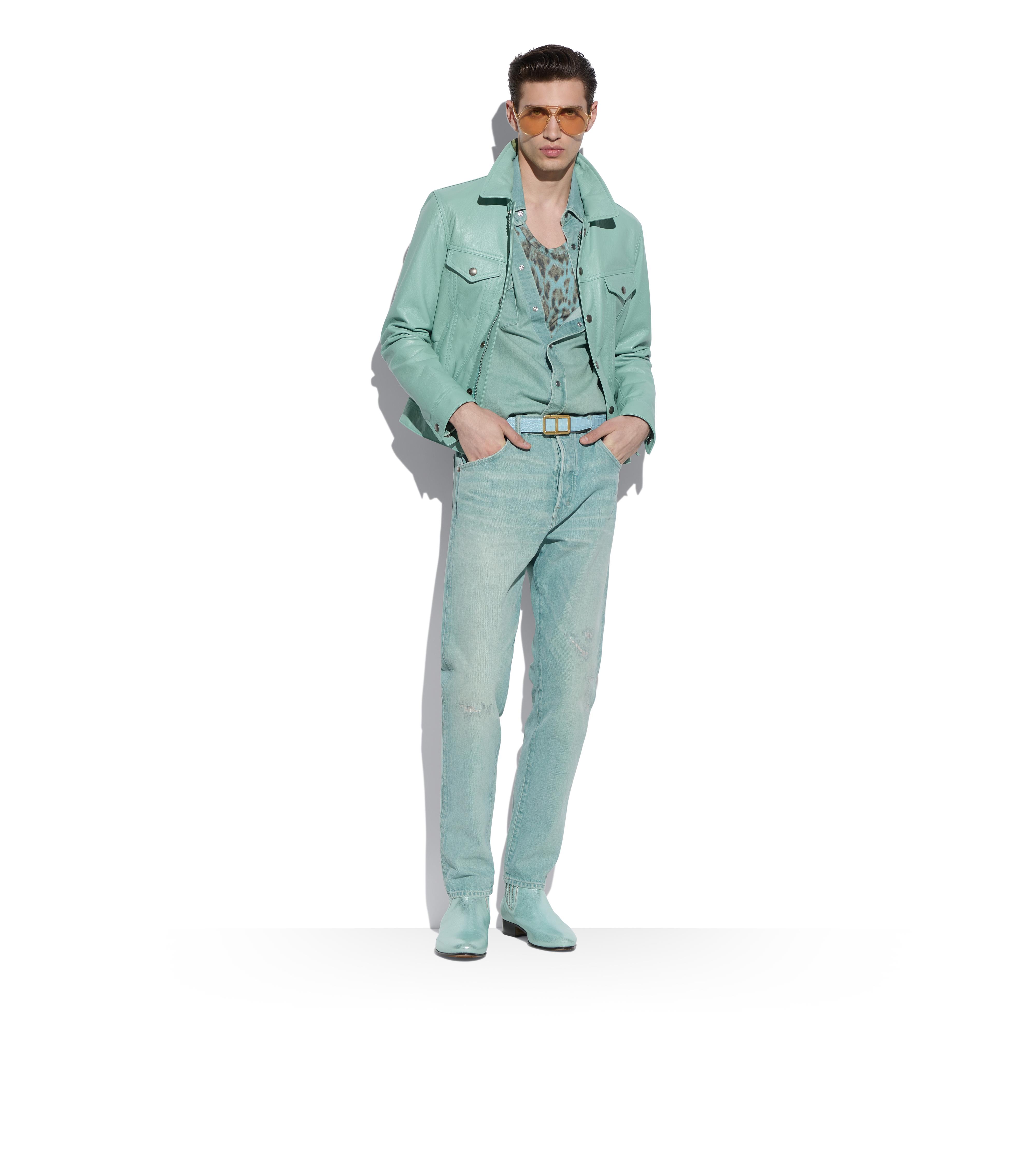 SOFT GRAIN LEATHER ZIP JEAN JACKET B thumbnail