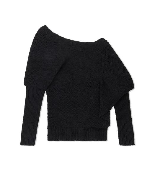 TEXTURED COTTON OFF THE SHOULDER KNIT