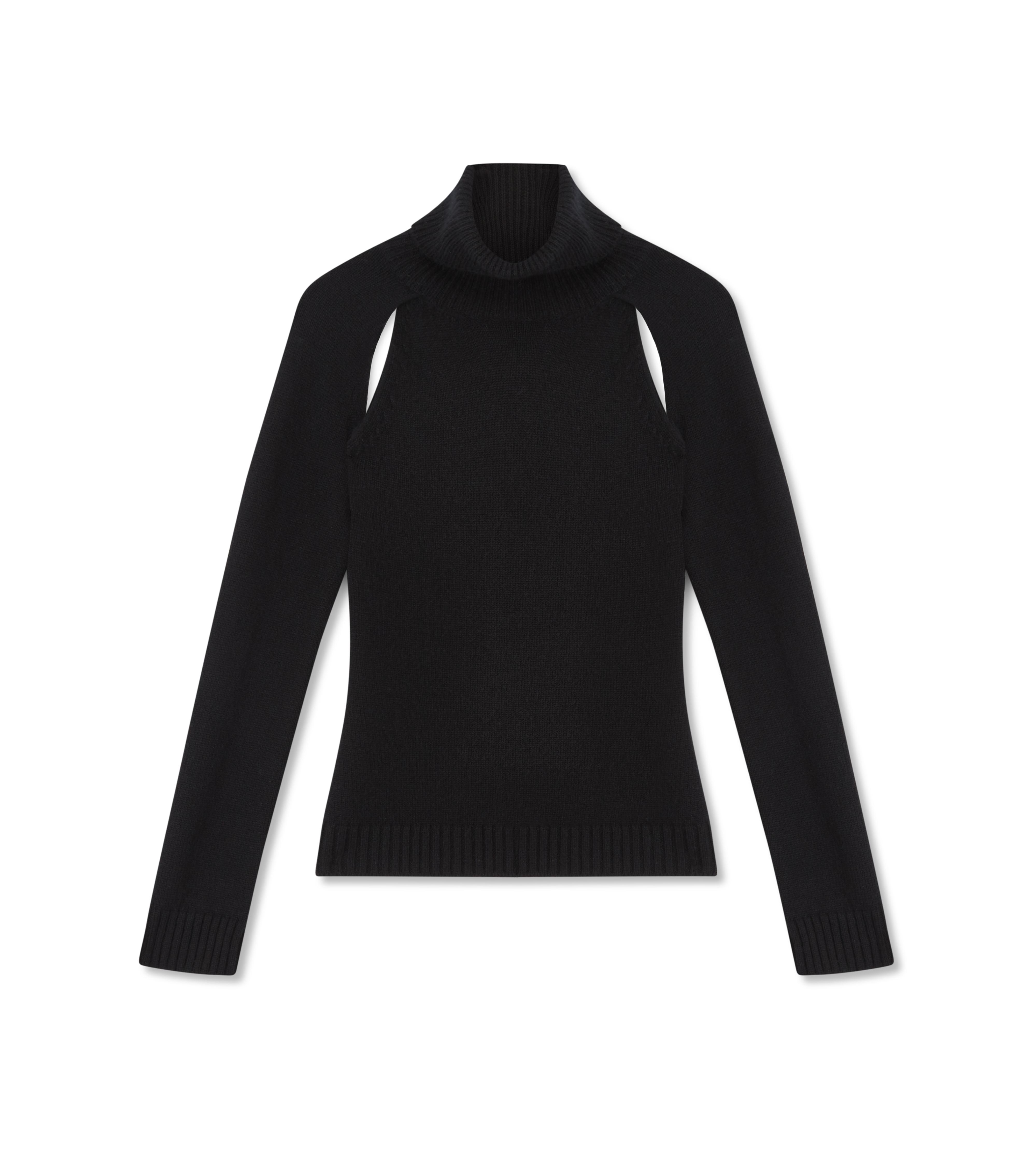 black cut out turtleneck top