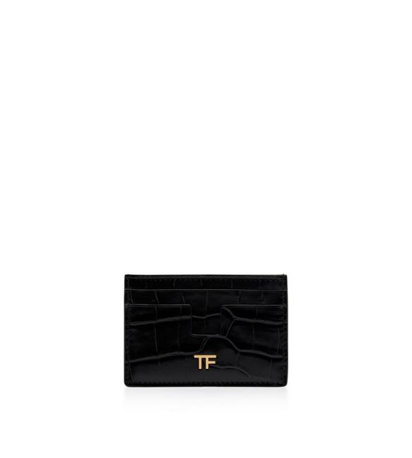 SHINY STAMPED CROCODILE LEATHER CLASSIC TF CARD HOLDER A fullsize