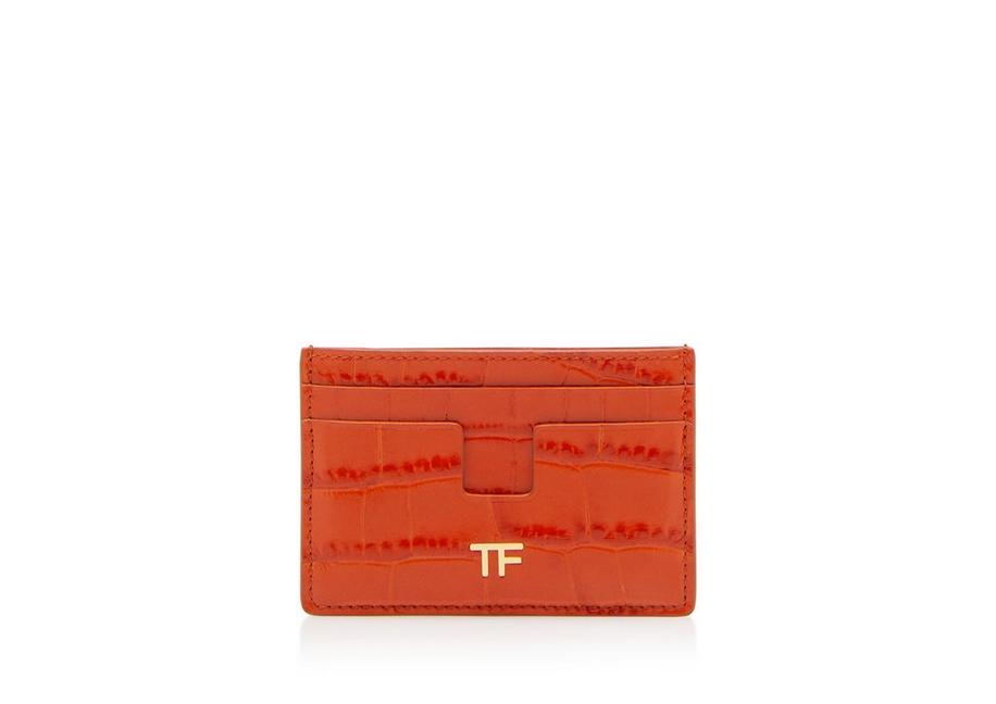 SHINY STAMPED CROCODILE LEATHER CLASSIC TF CARD HOLDER A fullsize