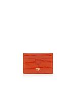 SHINY STAMPED CROCODILE LEATHER CLASSIC TF CARD HOLDER A thumbnail