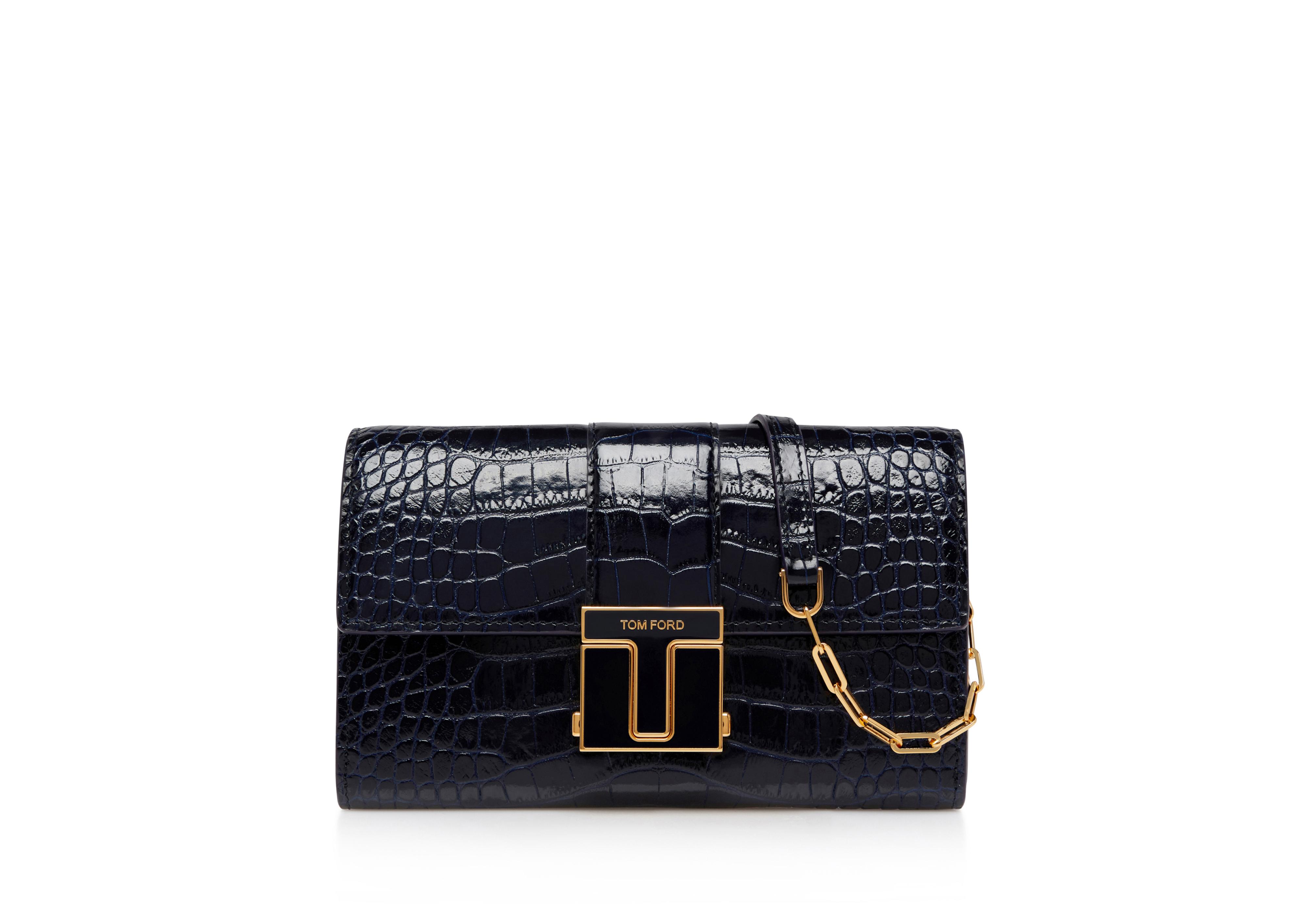 Tom Ford SHINY STAMPED CROCODILE LEATHER 001 CHAIN WALLET 
