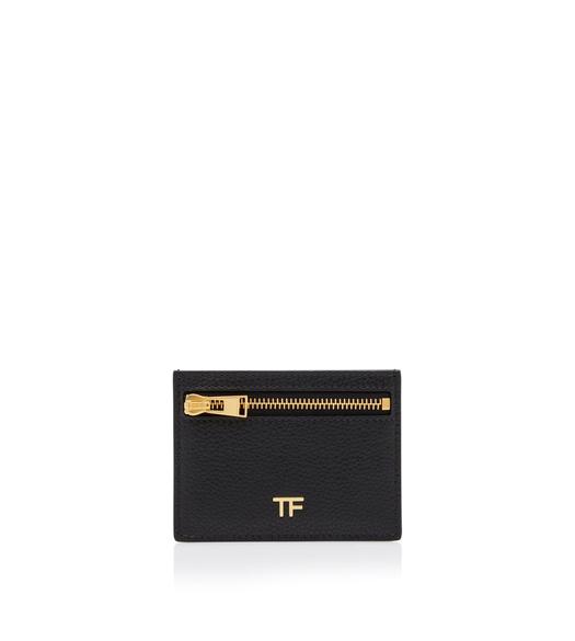 GRAIN LEATHER CLASSIC TF CARD HOLDER WITH ZIPPED POCKET