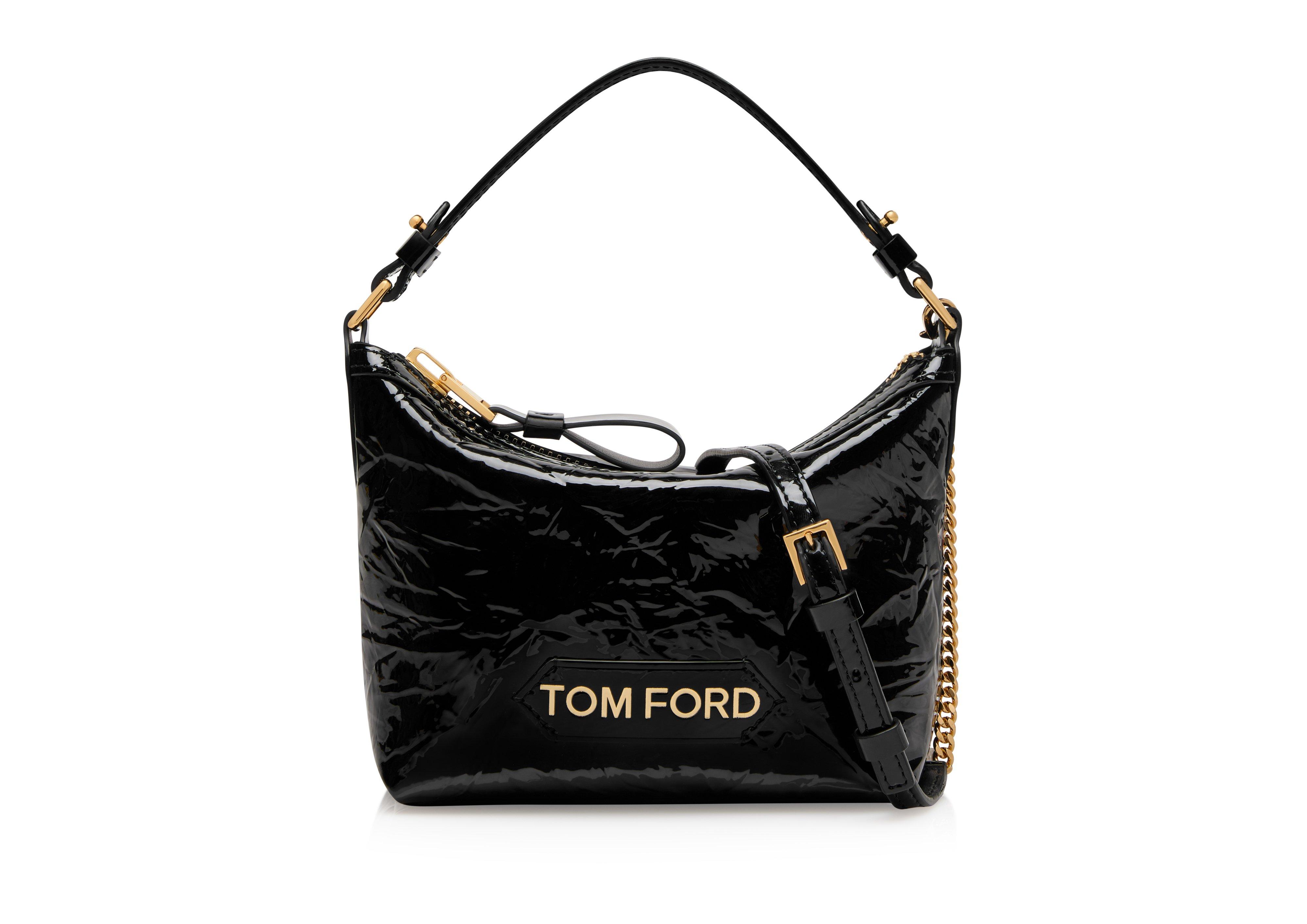 Tom Ford Small Crinkled Patent-leather Bag - Black