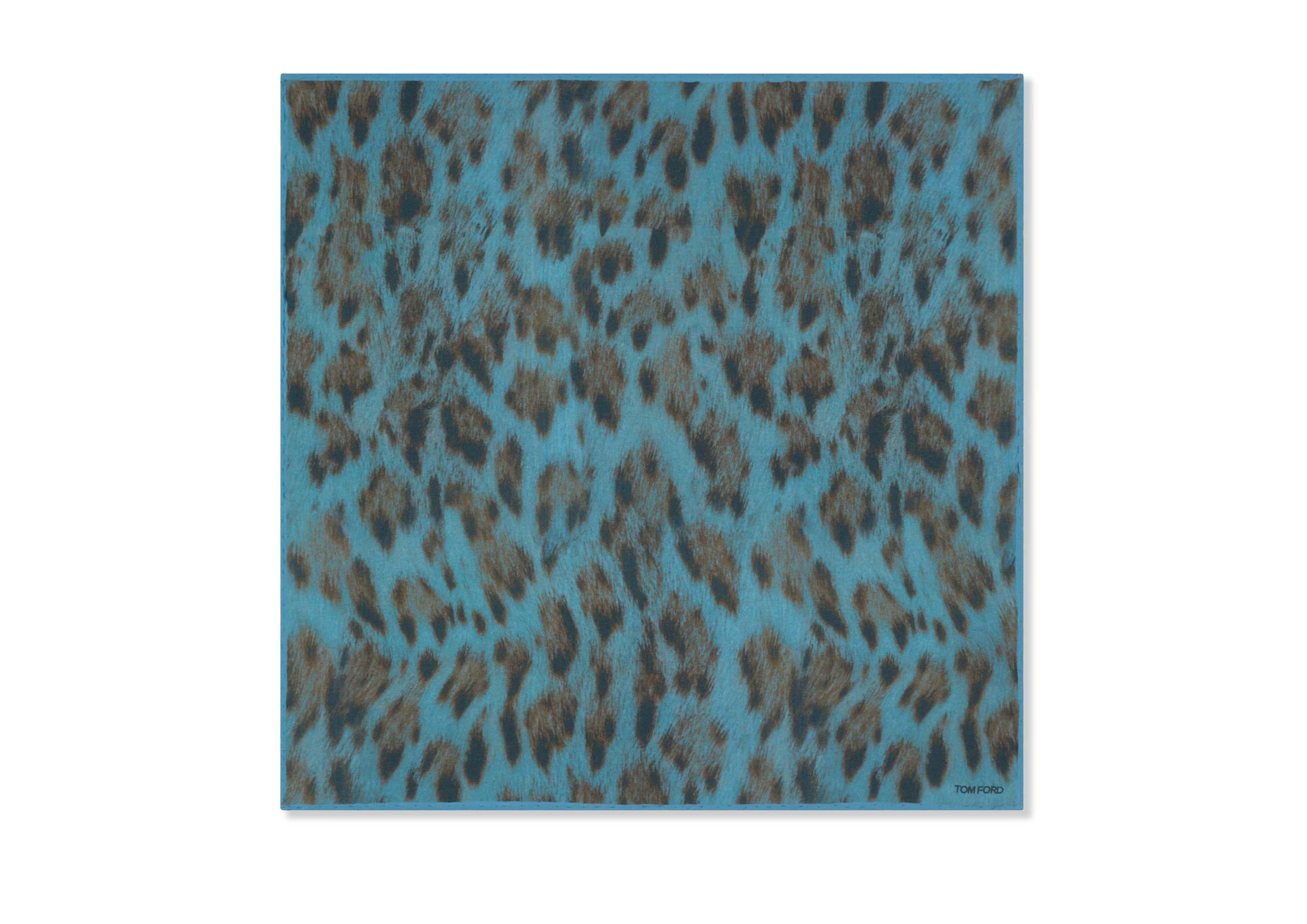 CHEETAH CREPE DE CHINE POCKET SQUARE A thumbnail