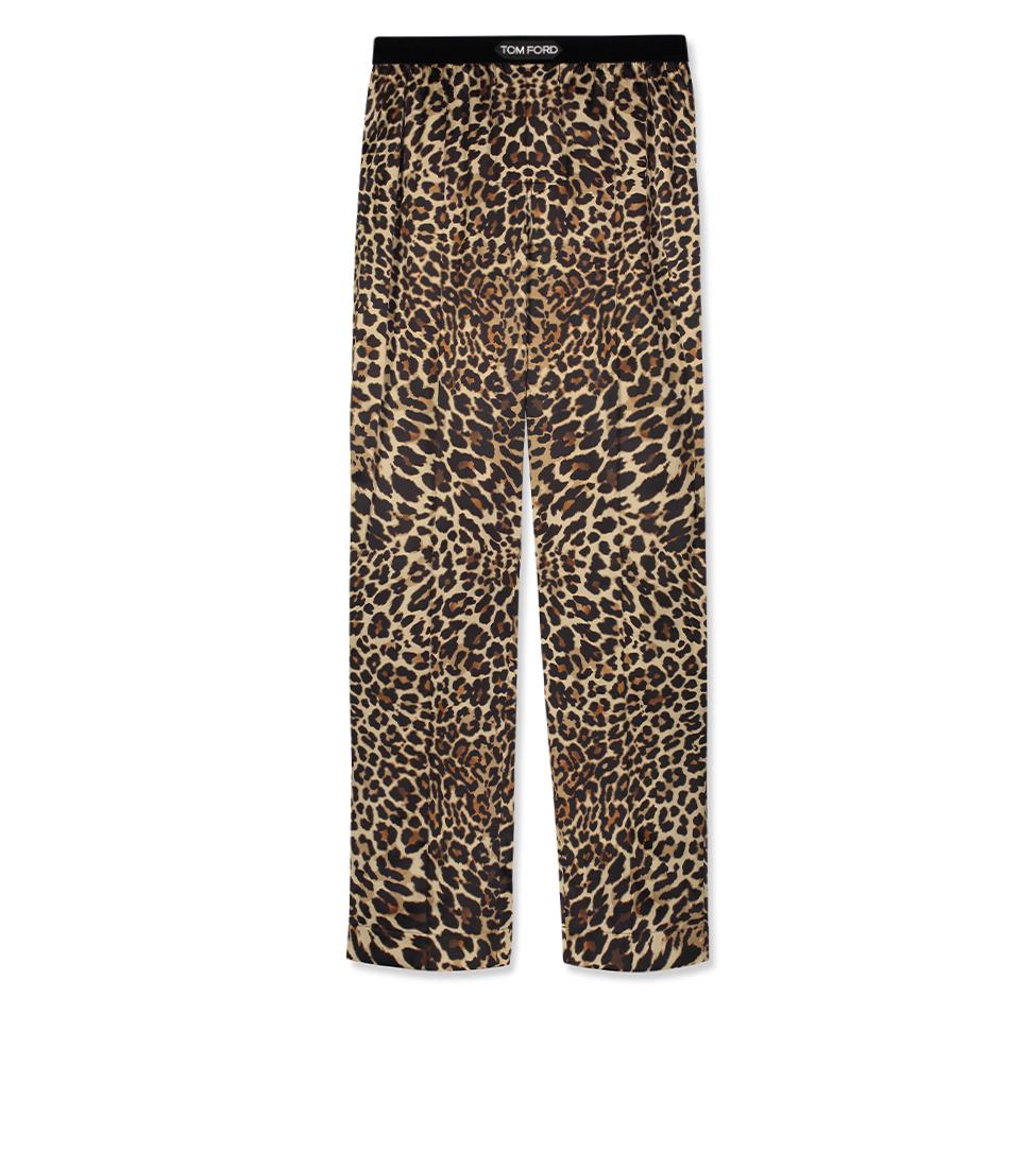 Tom Ford REFLECTIVE LEOPARD SILK PAJAMA PANTS 