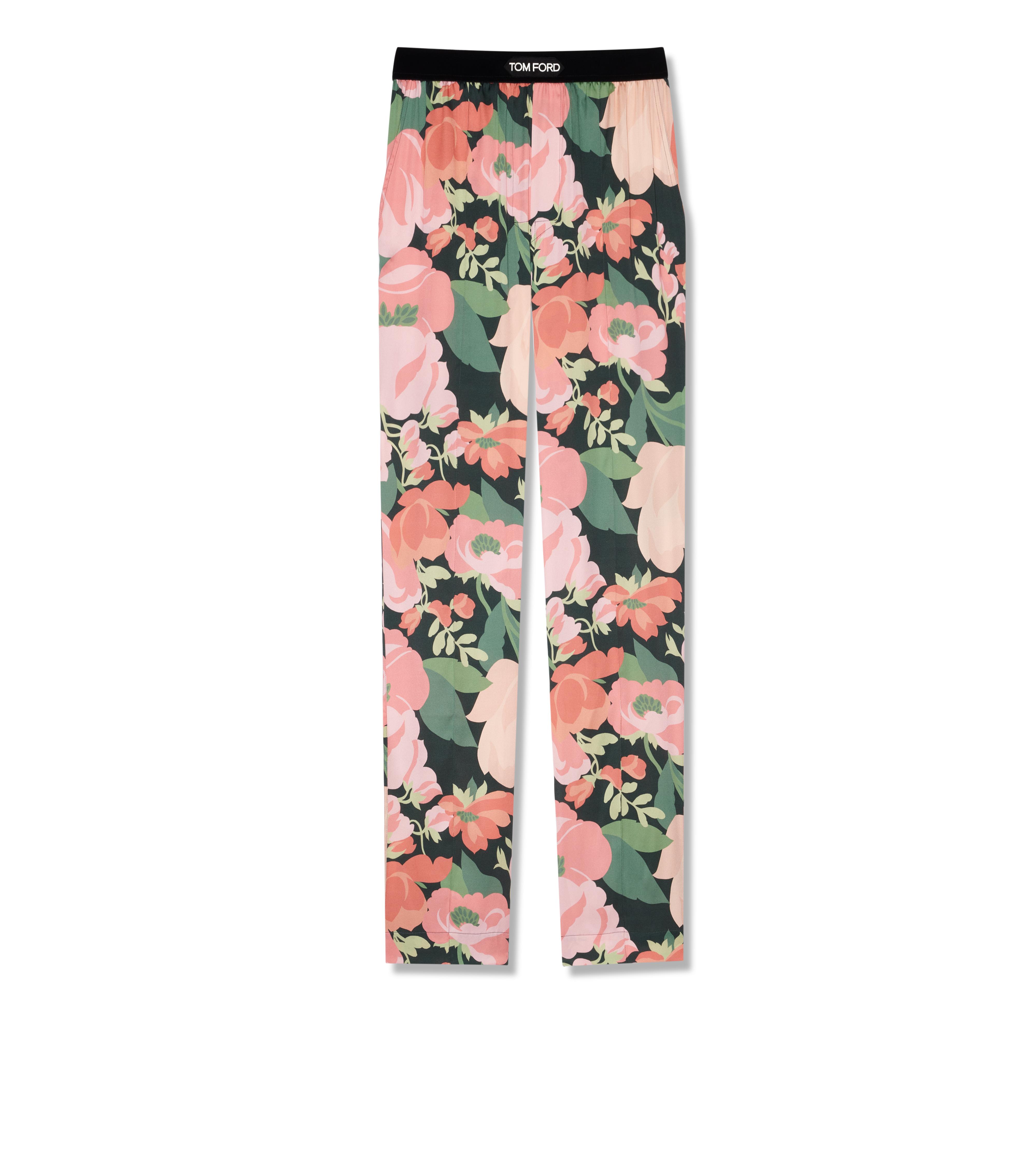 Tom Ford ABSTRACT FLORAL SILK PAJAMA PANTS 