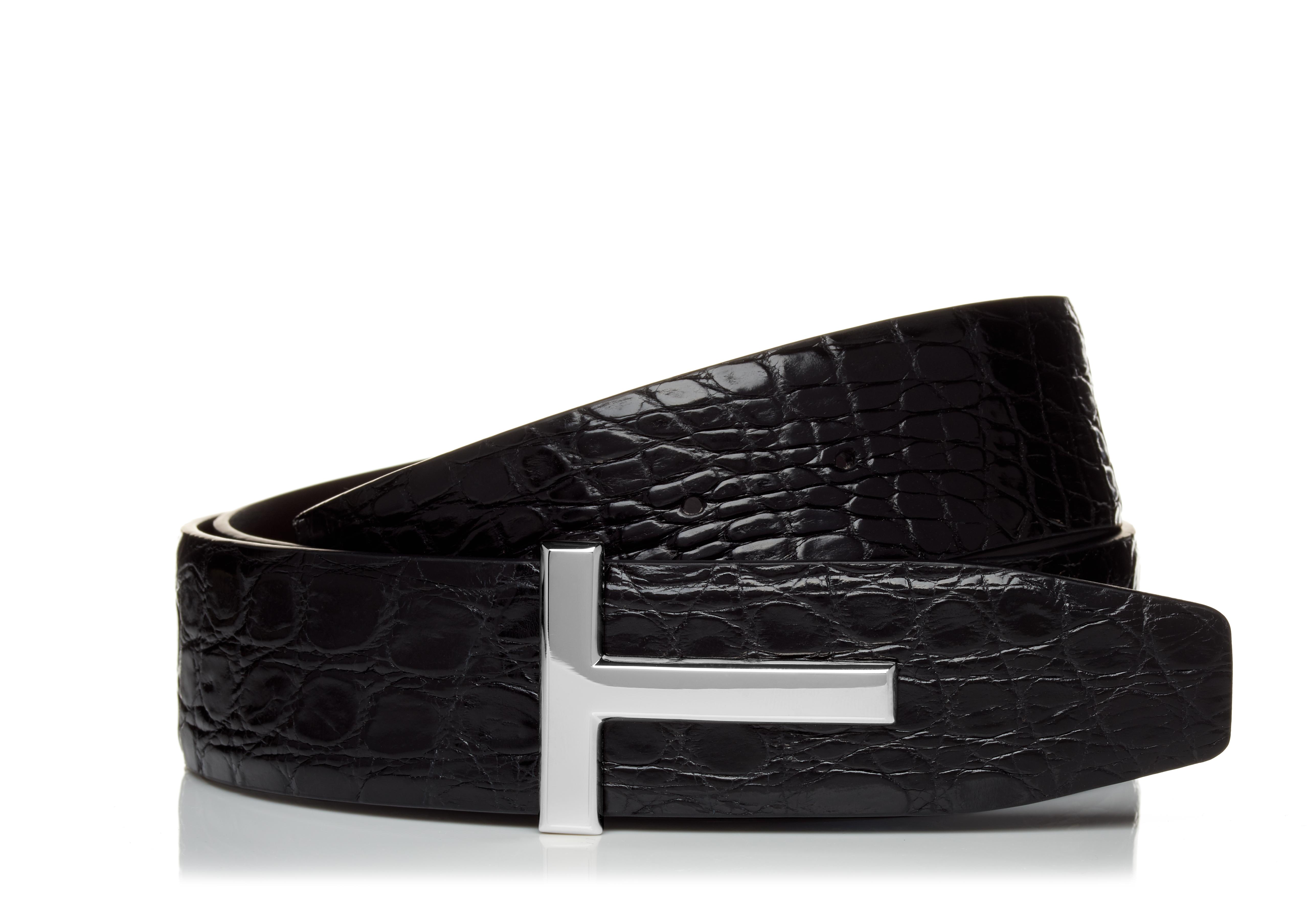 Tom Ford Silver Crocodile Icon Belt | Tomford.Com