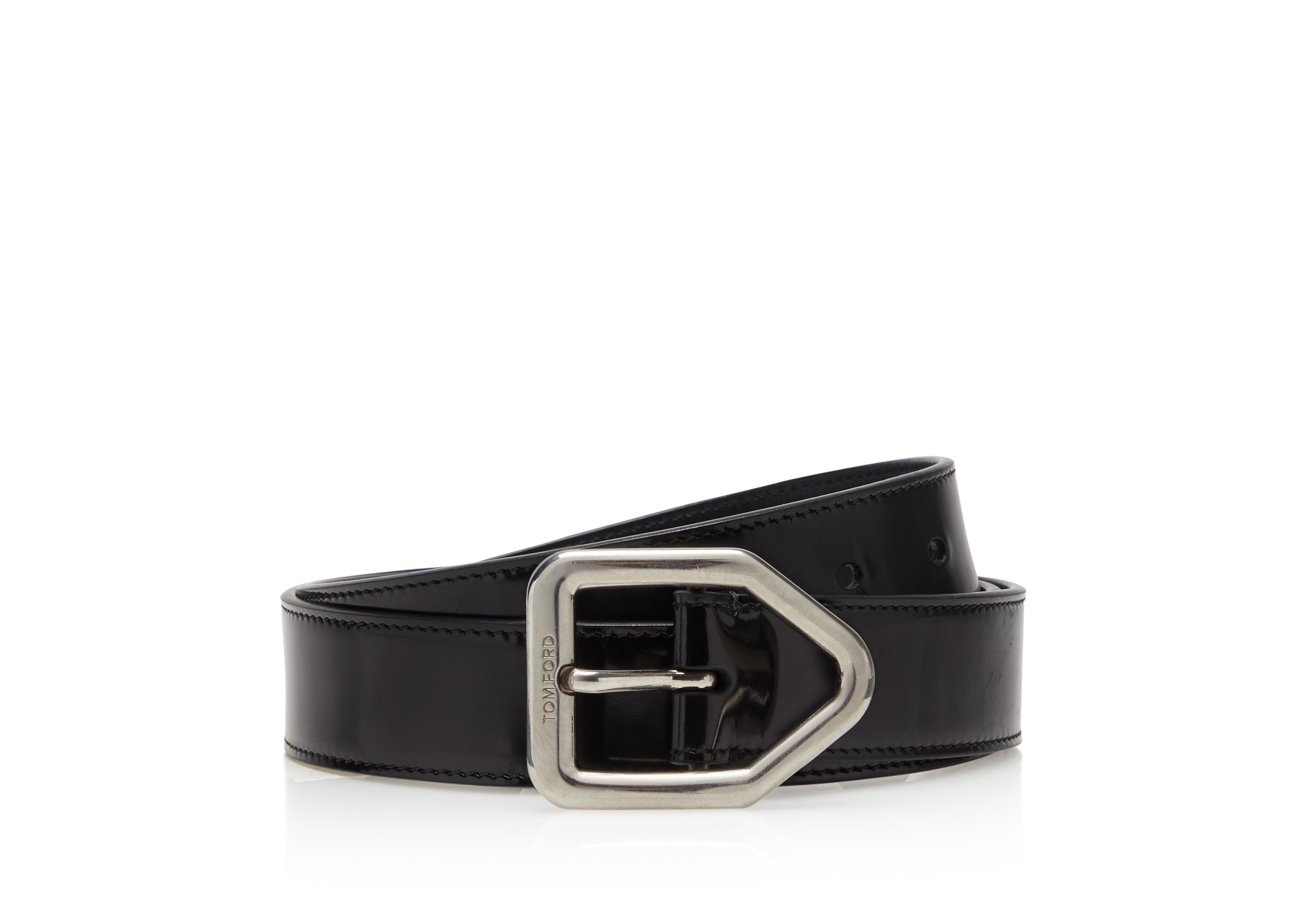 Tom Ford SMOOTH LEATHER LOZENGE BUCKLE BELT 