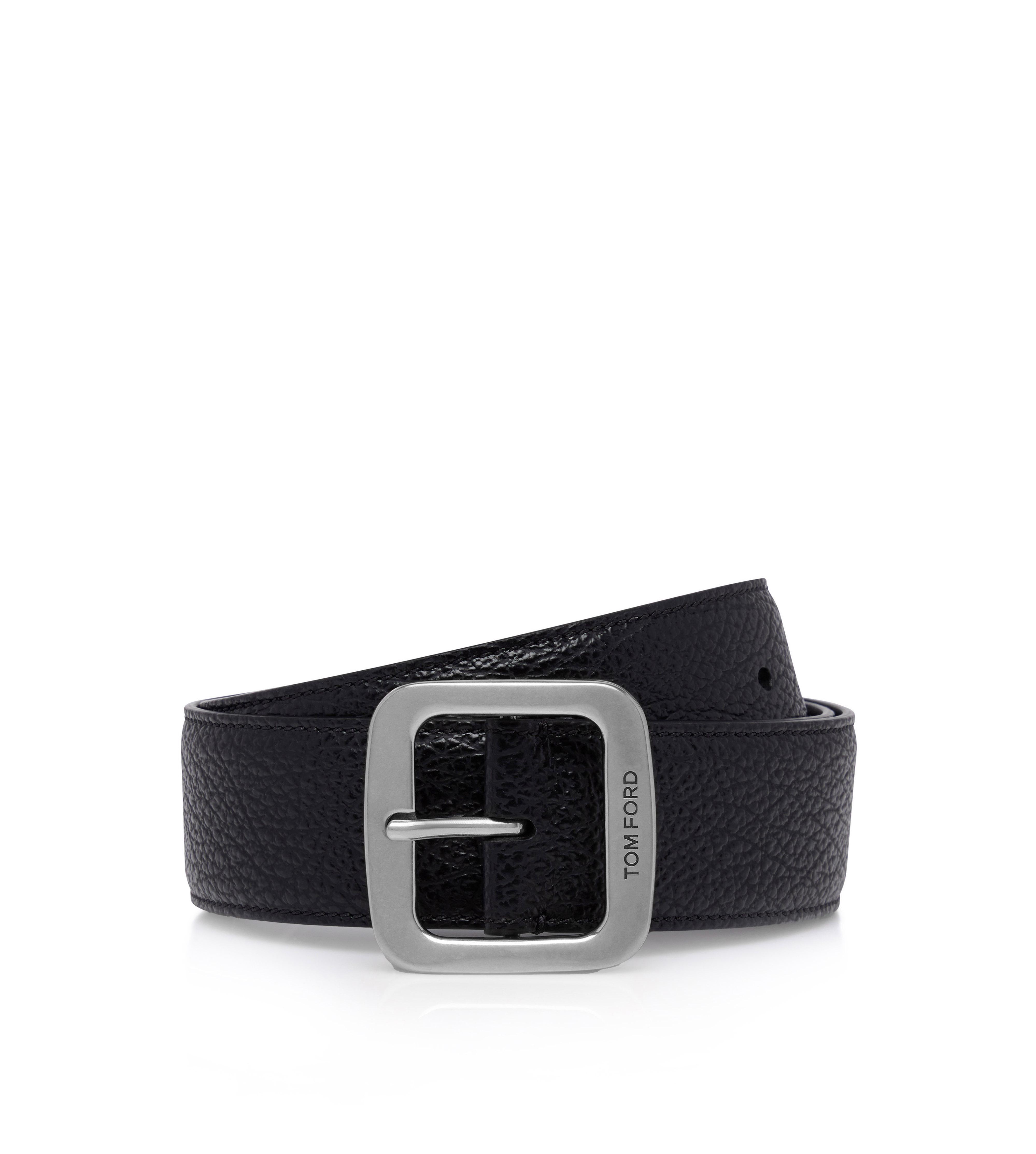 GRAIN LEATHER SQUARE BELT