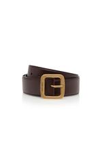 BURNISHED LEATHER SQUARE BUCKLE BELT A thumbnail
