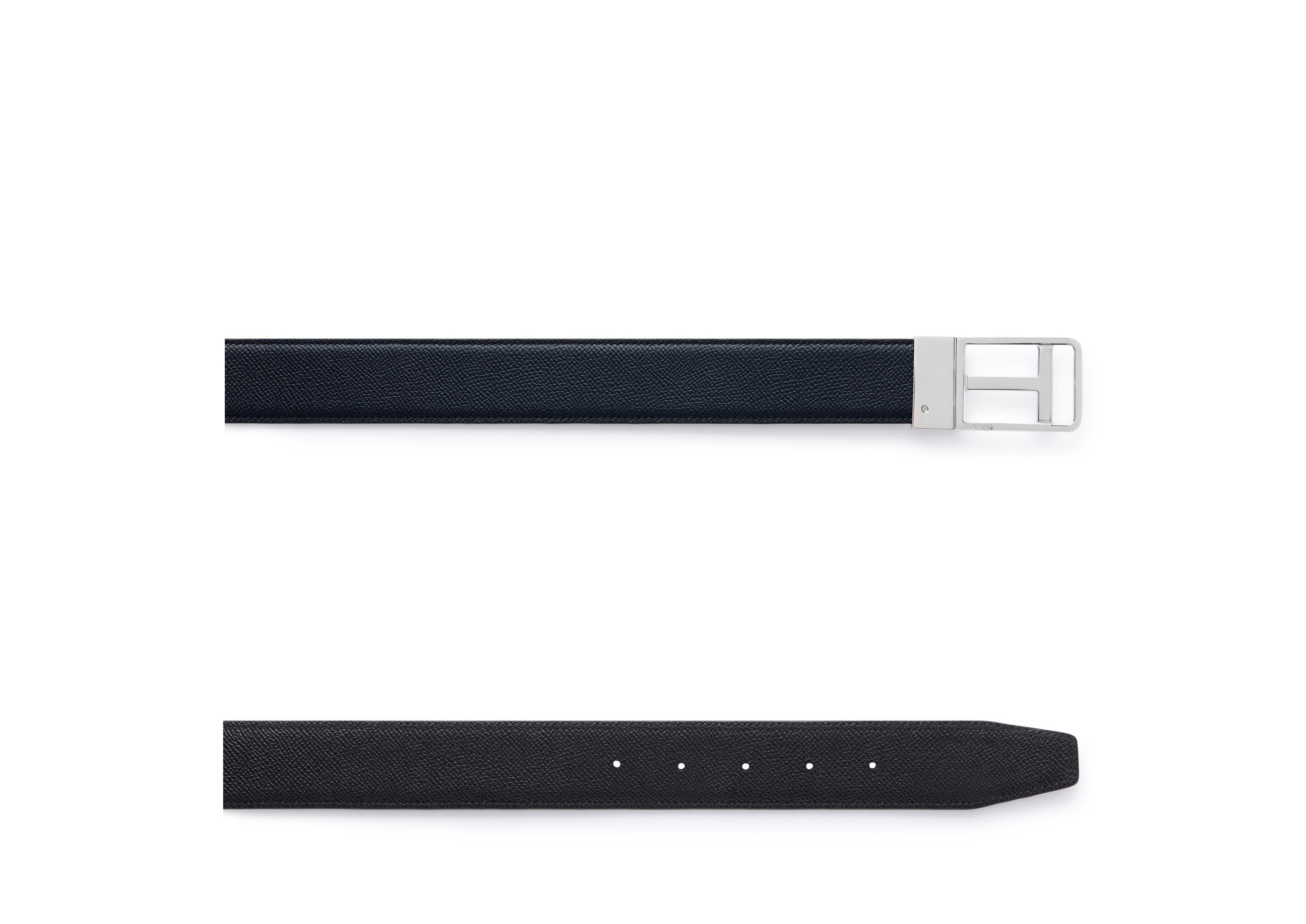 SMALL GRAIN LEATHER REVERSIBLE FRAMED T BELT B thumbnail