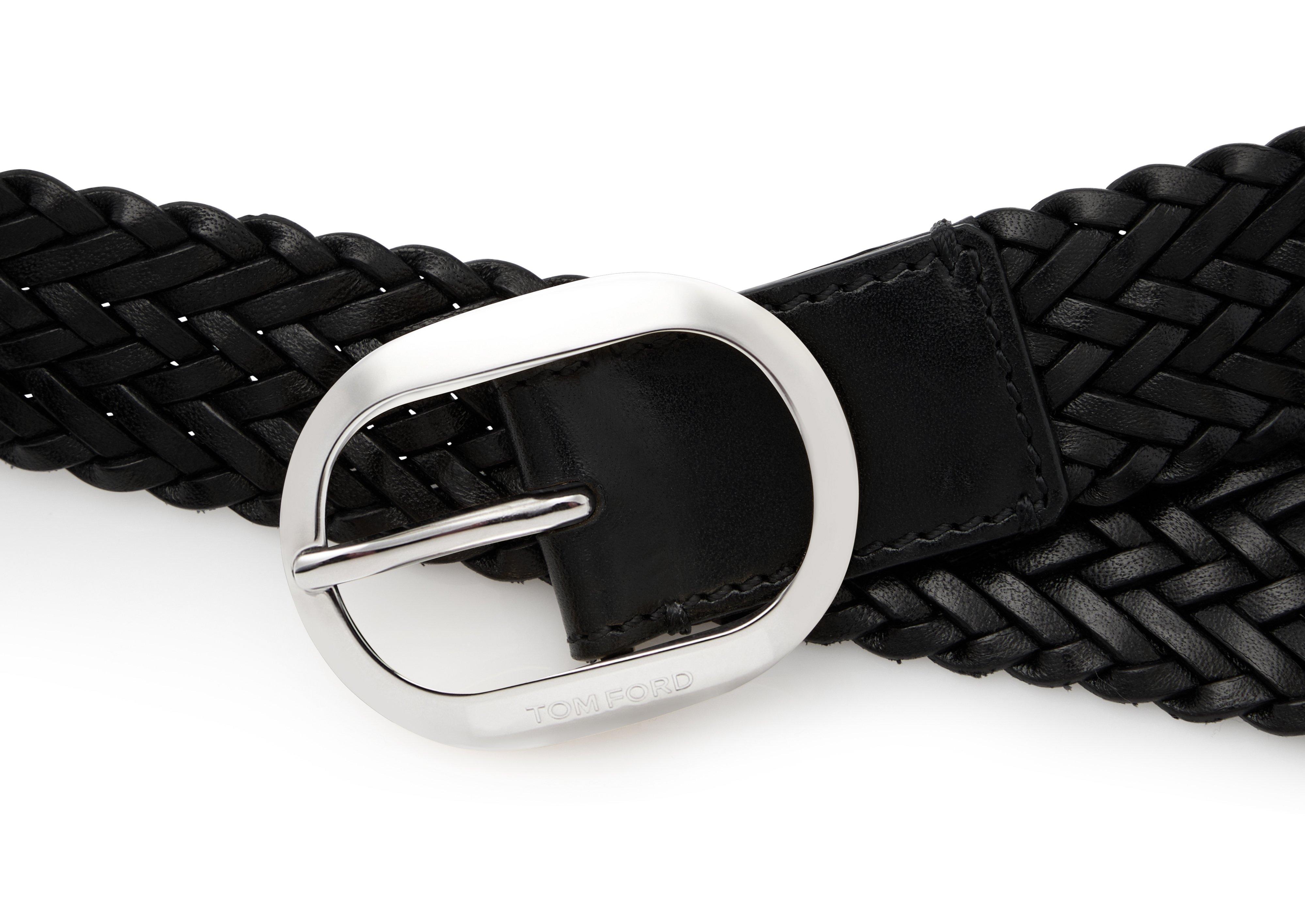 WOVEN LEATHER OVAL BELT E thumbnail
