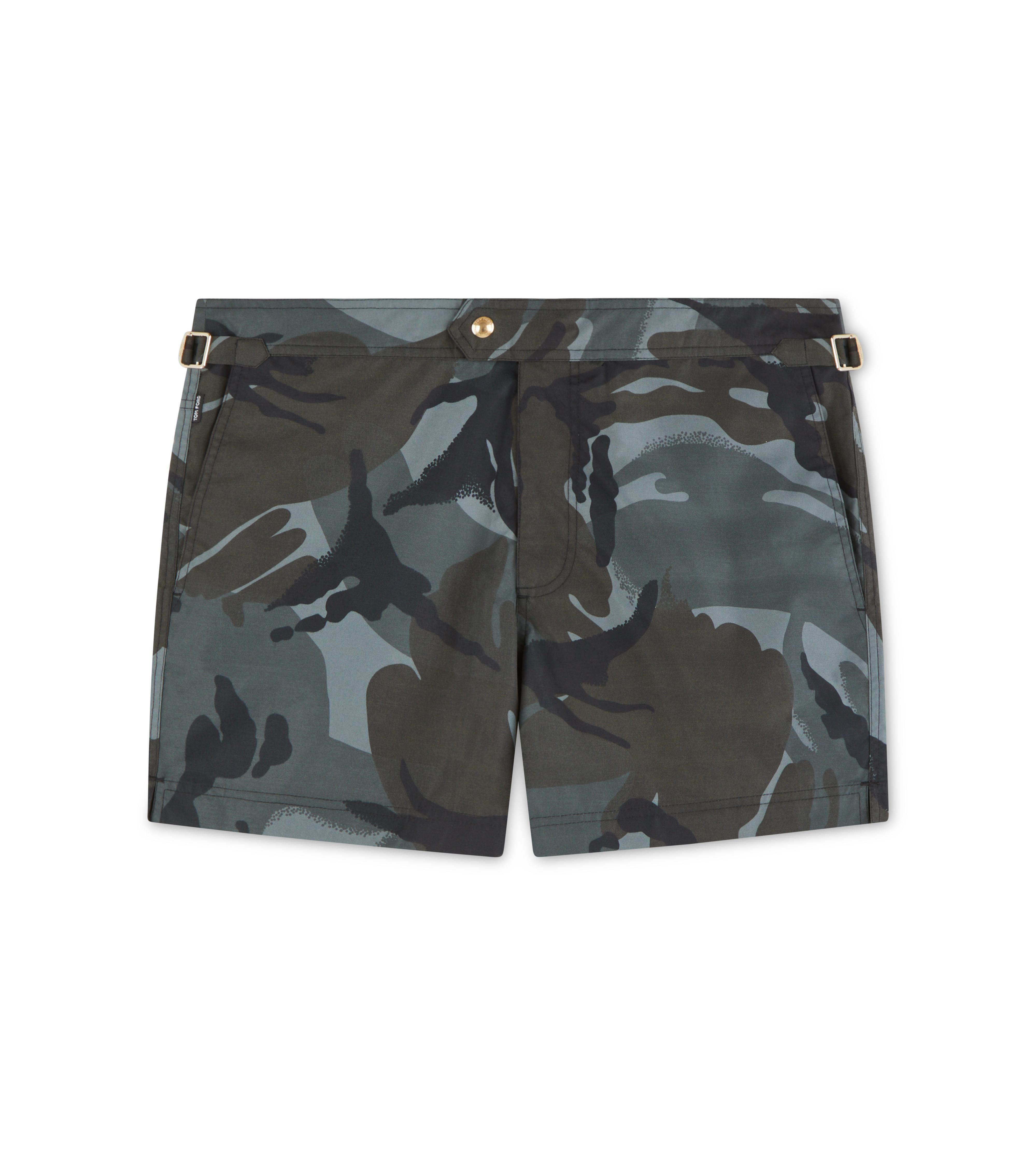 black camo swim shorts