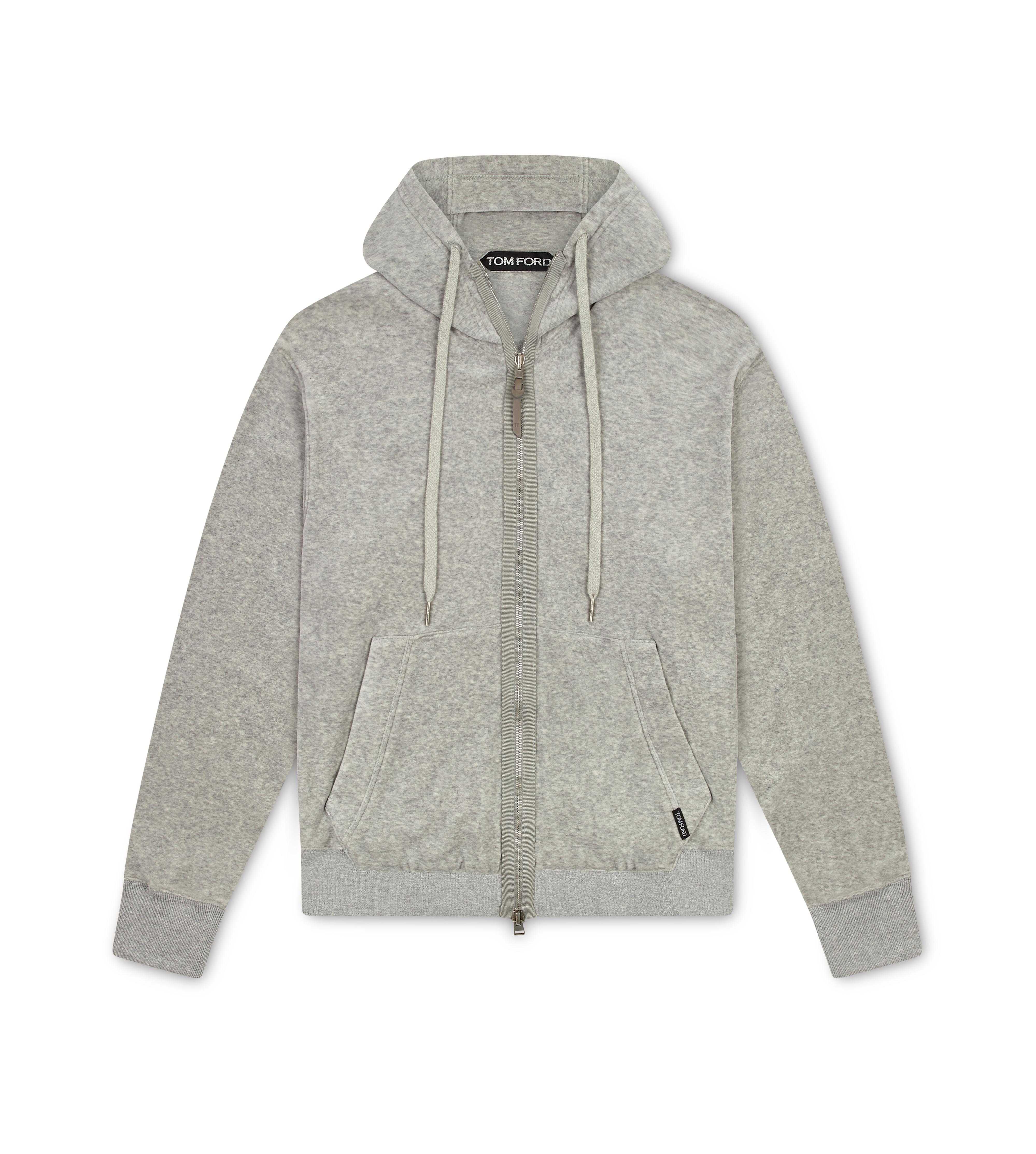 grey velour hoodie