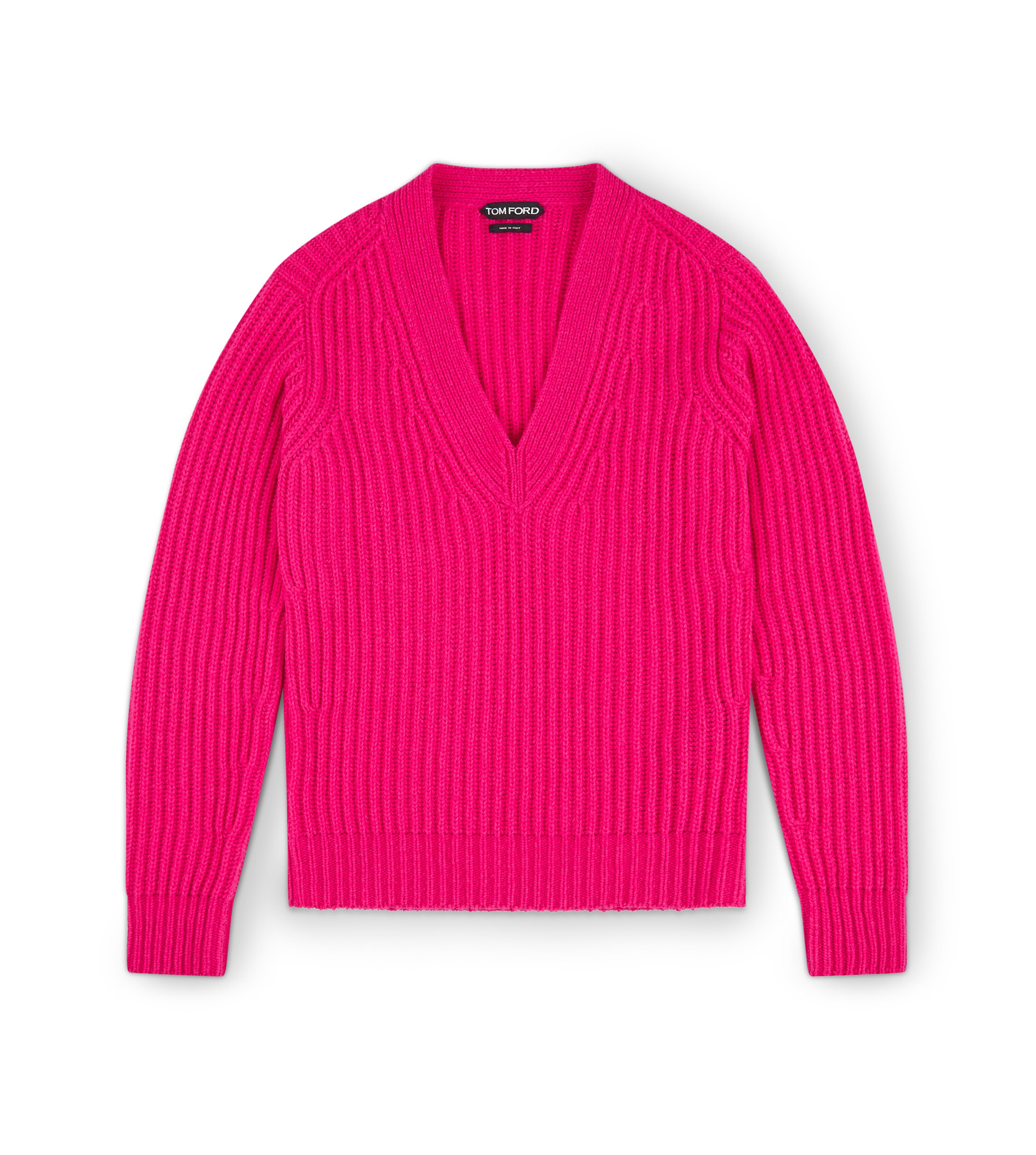 FISHERMAN'S RIBBED V-NECK SWEATER