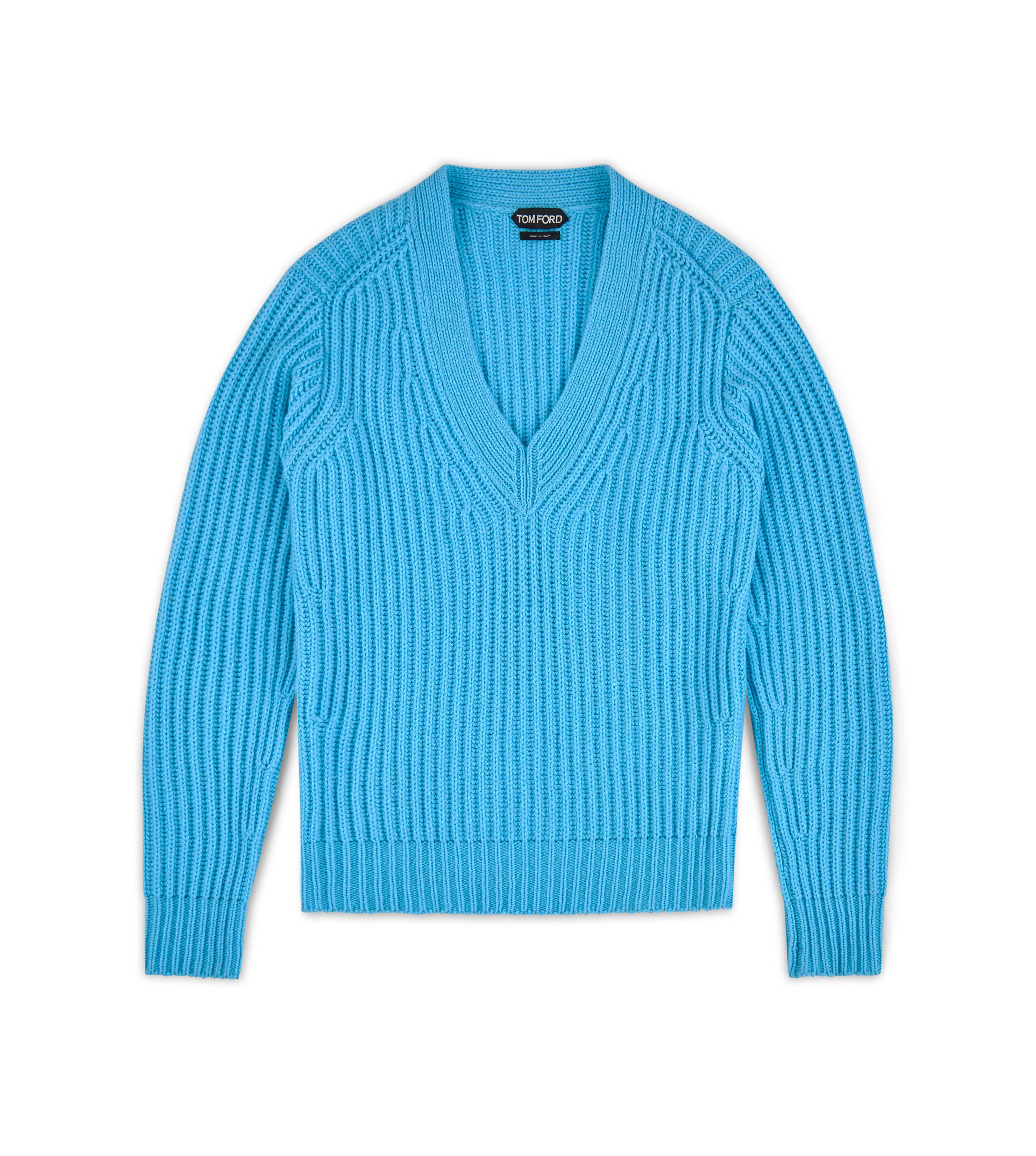 FISHERMAN'S RIBBED V-NECK SWEATER