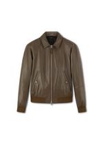 COLLARED NAPPA BLOUSON WITH KNIT TRIMS A thumbnail