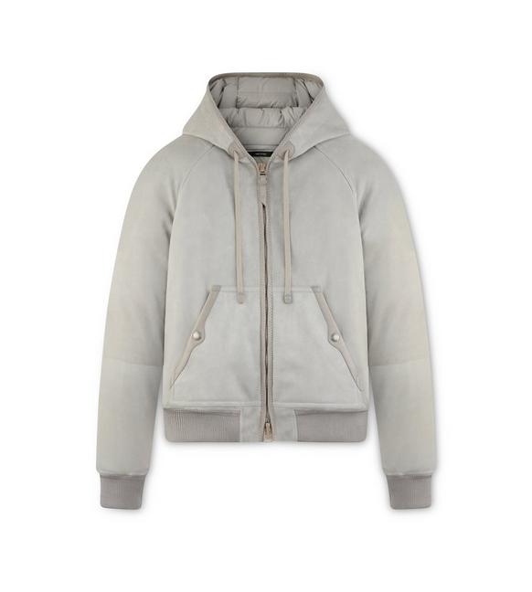 LIGHT SUEDE DOWN-LINED HOODIE A fullsize