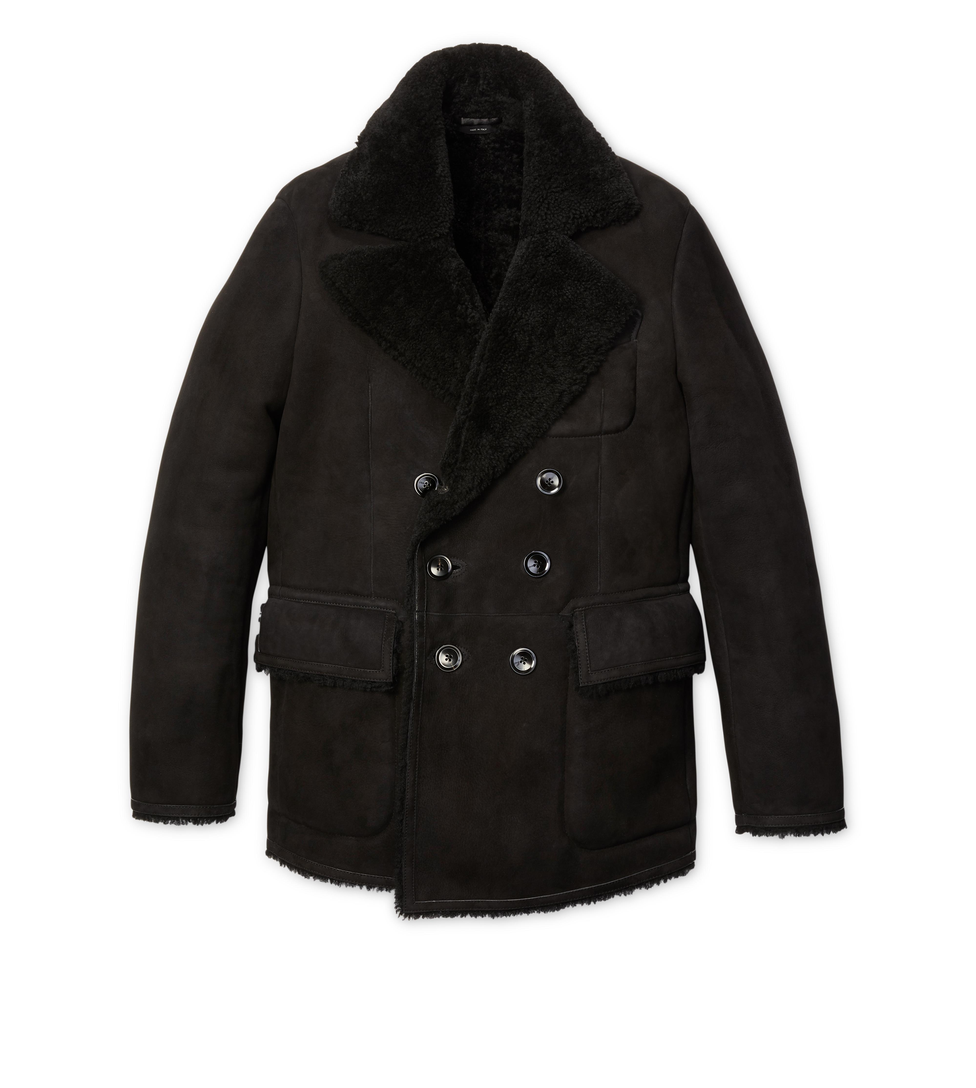 Tom Ford SUEDE RAW CUT SHEARLING PEACOAT | TomFord.com