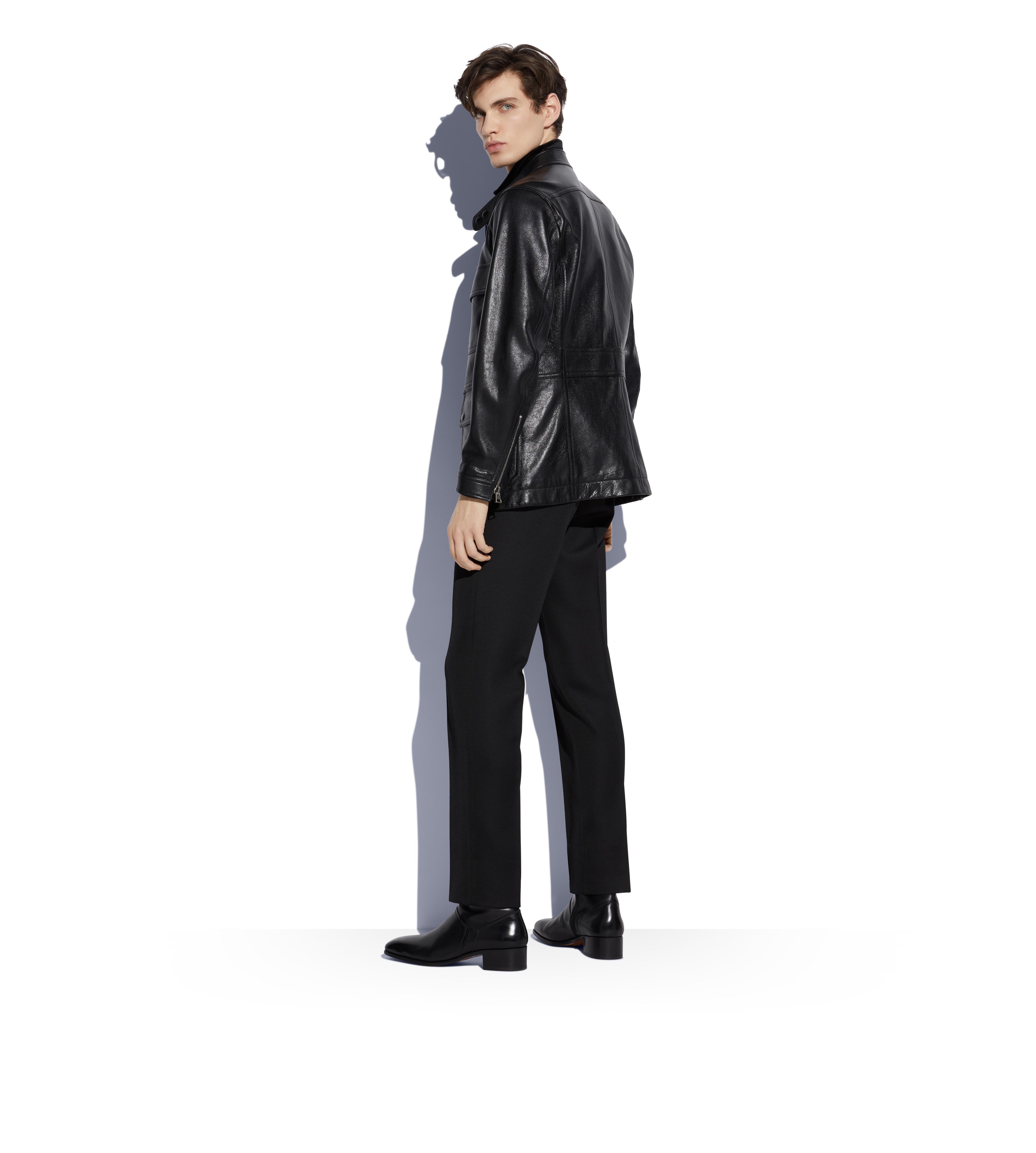 GLOSSY GRAIN MOTORCYCLE JACKET C thumbnail
