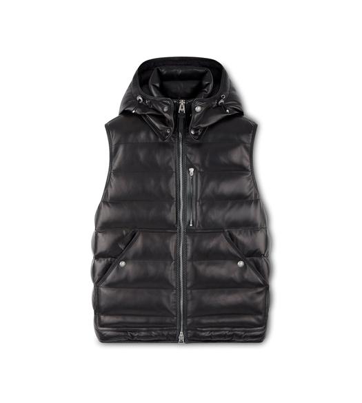 FEATHER NAPPA HOODED GILET