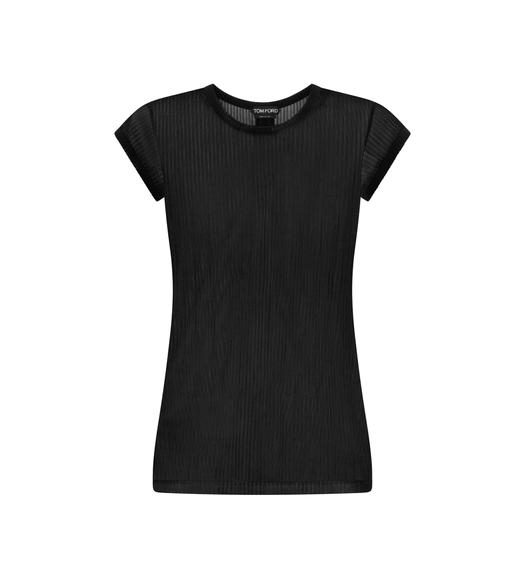 TRANSPARENT RIB JERSEY FITTED T-SHIRT