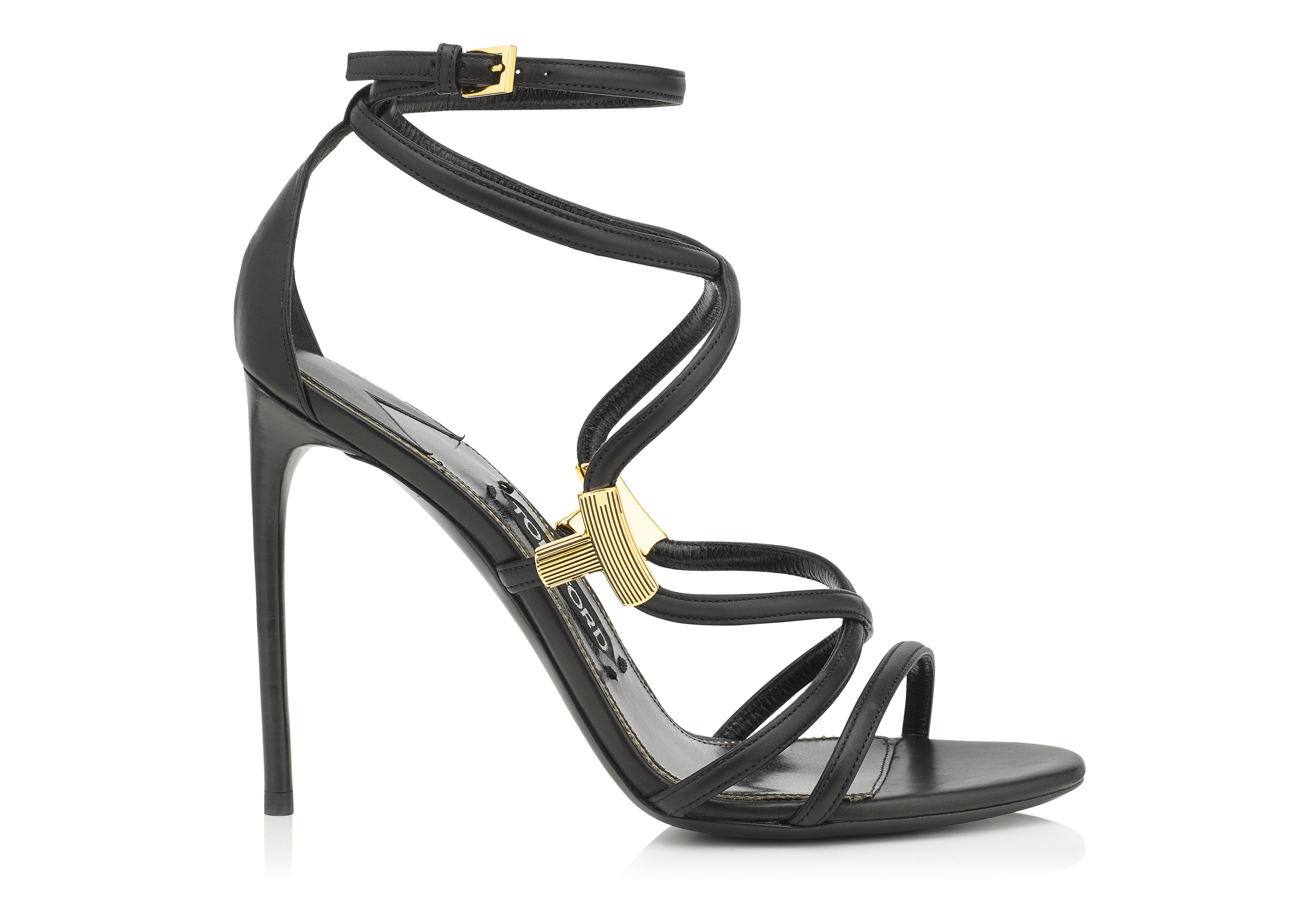 TOM FORD WOMAN EMBELLISHED LEATHER SANDALS BLACK | ModeSens