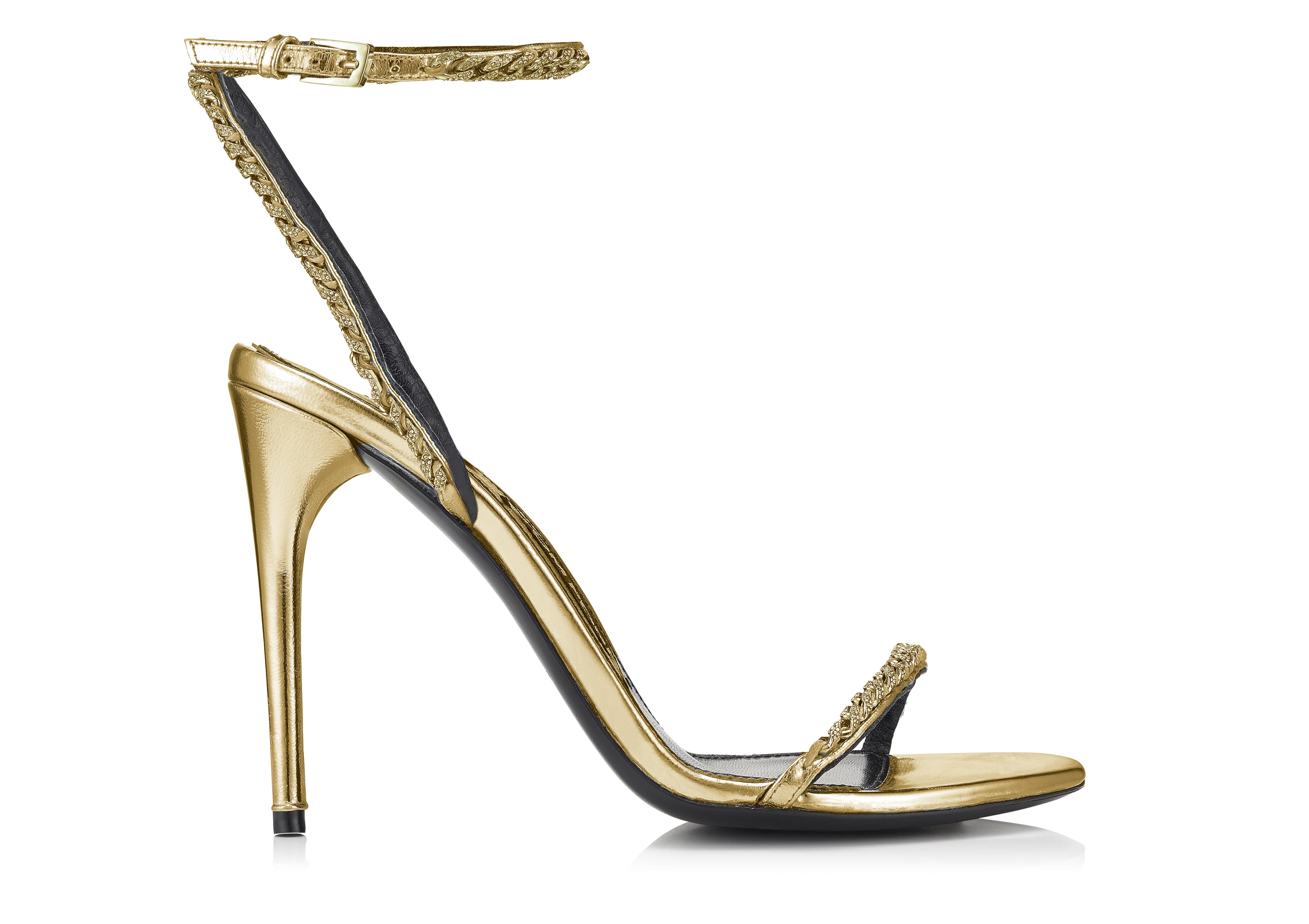 tom ford gold chain heels