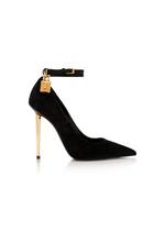 SUEDE LEATHER PADLOCK POINTY PUMP A thumbnail