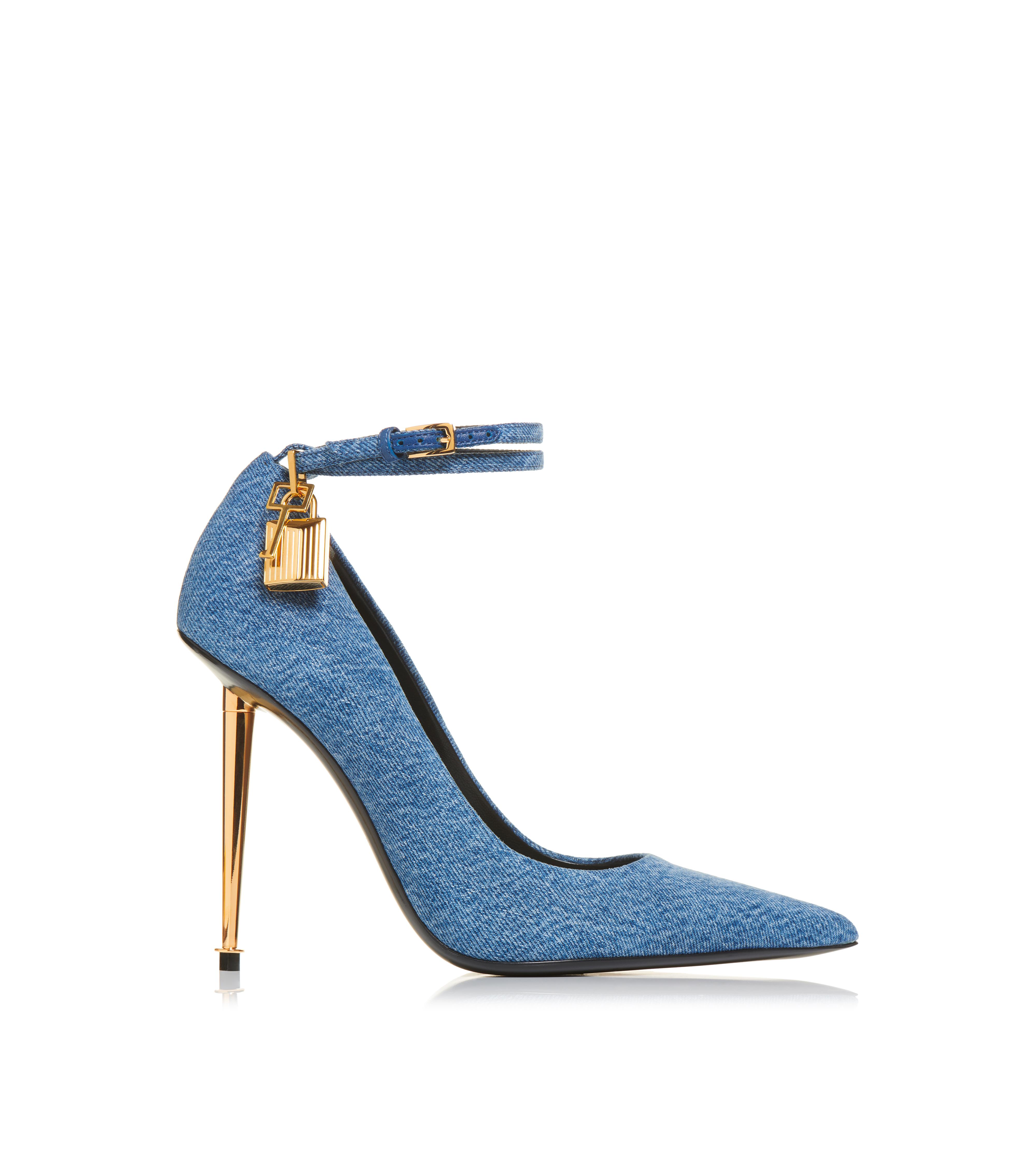 DENIM PADLOCK POINTY PUMP 105 MM