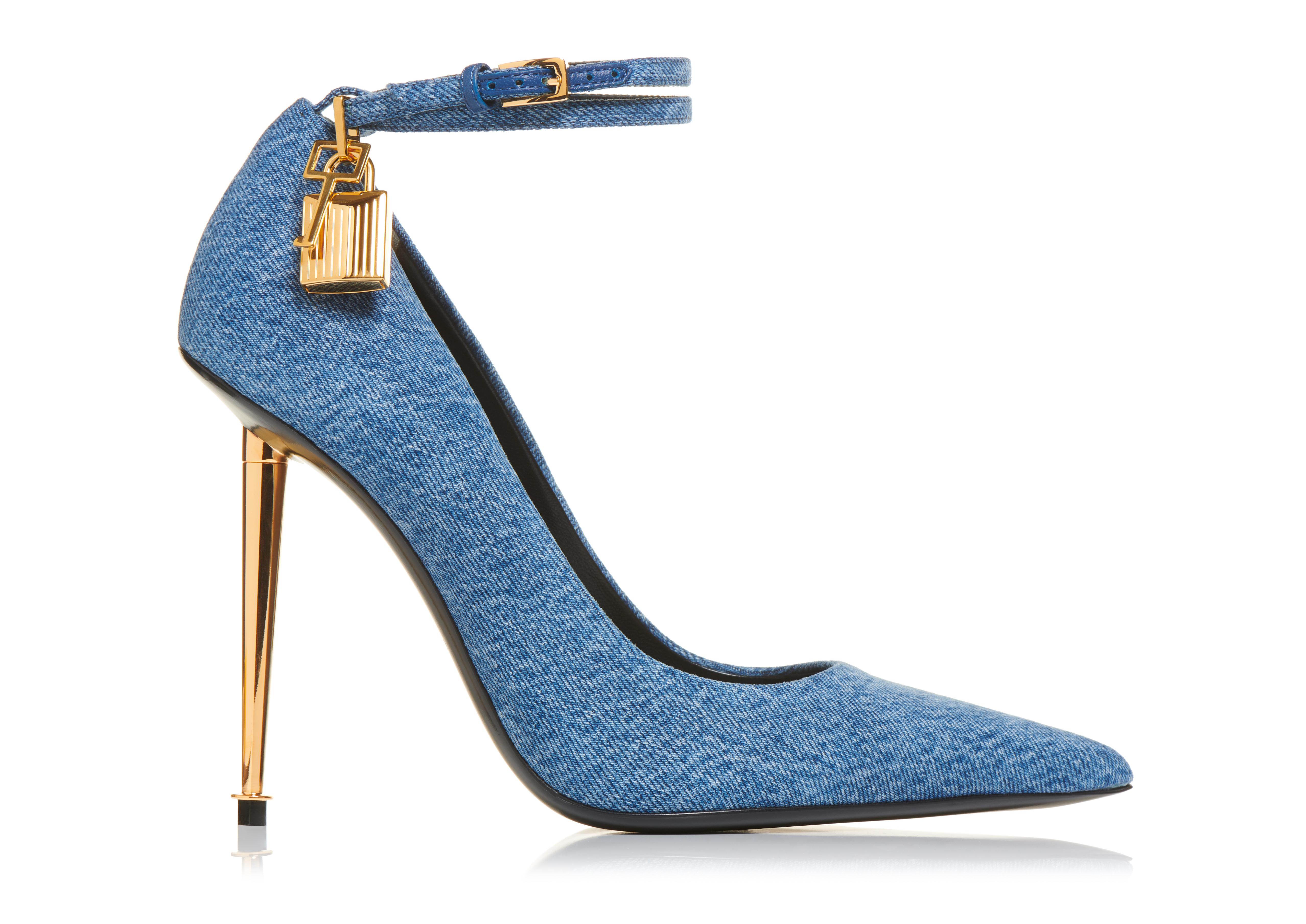 Tom Ford DENIM PADLOCK POINTY PUMP 105 MM 