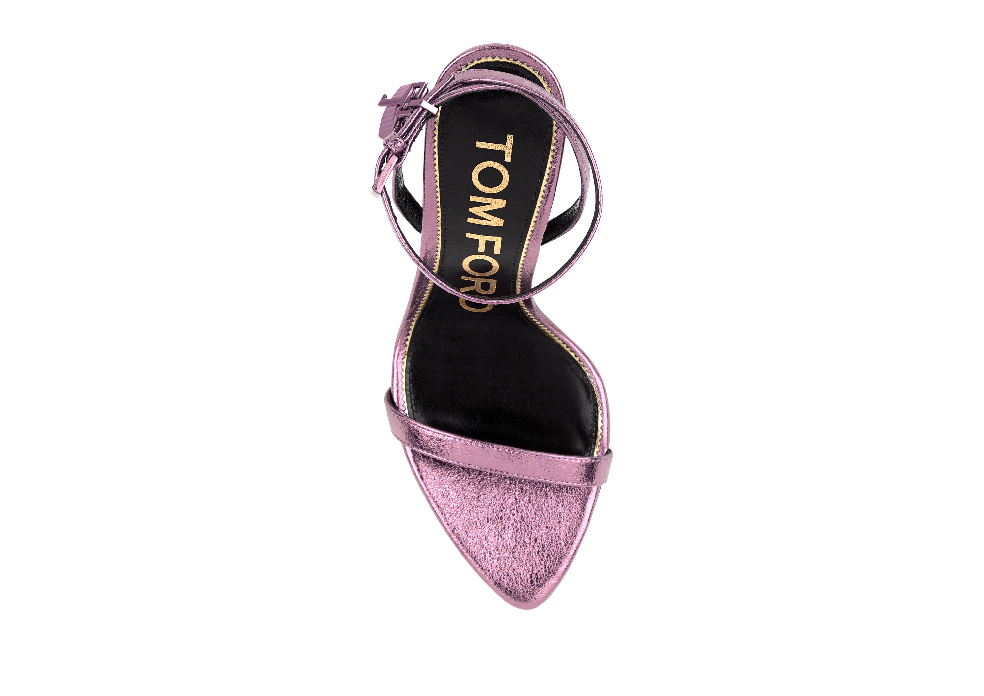 LAMINATED NAPPA PADLOCK POINTY NAKED SANDAL C thumbnail
