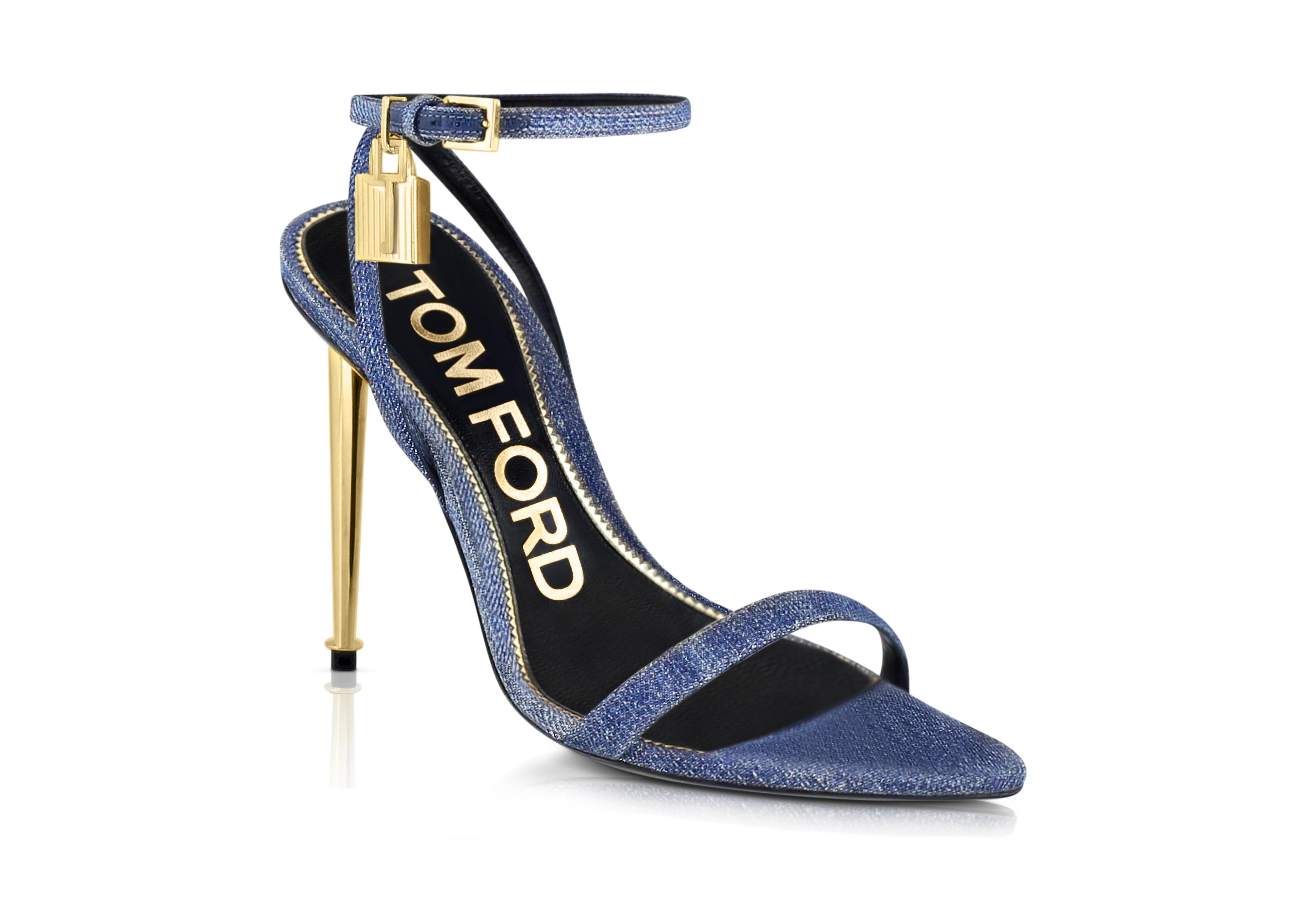 Tom Ford DENIM PADLOCK POINTY NAKED SANDAL 105 MM 