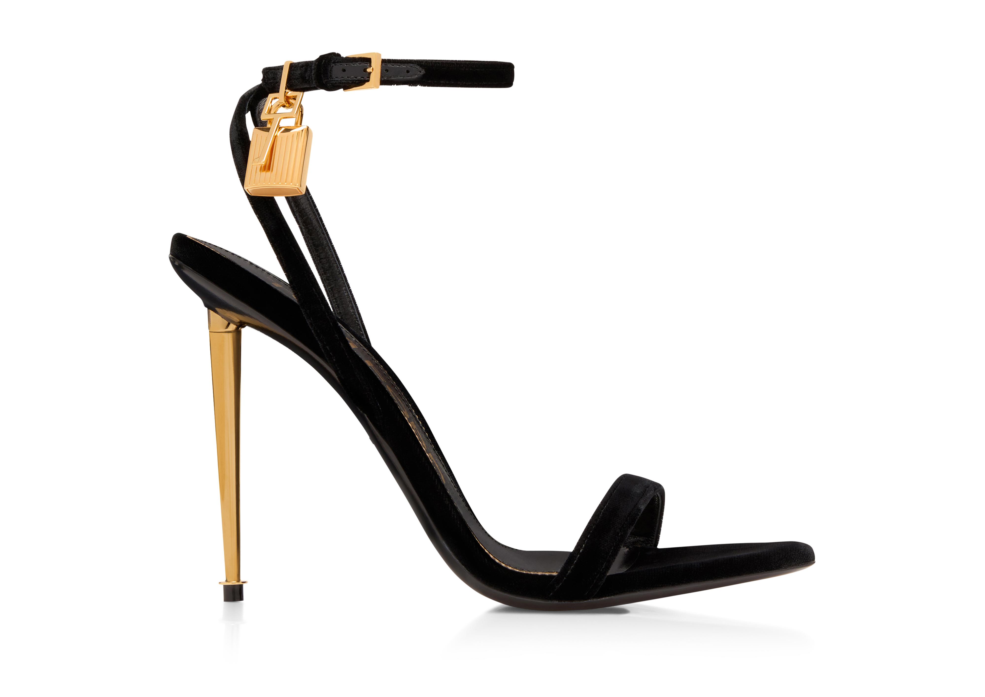 Tom Ford VELVET PADLOCK POINTY NAKED SANDAL 