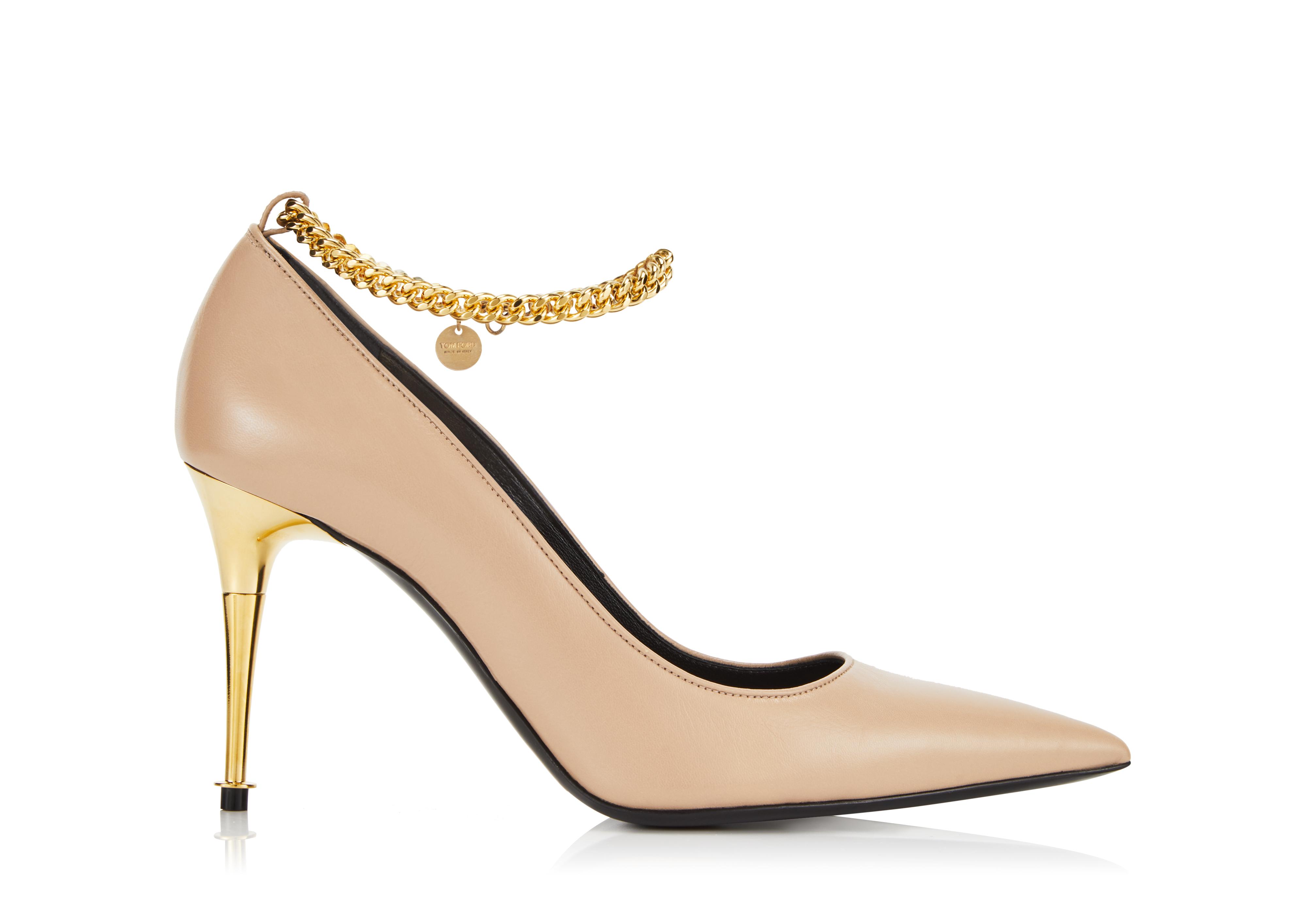 Tom Ford SHINY LEATHER CHAIN PUMP 85MM 