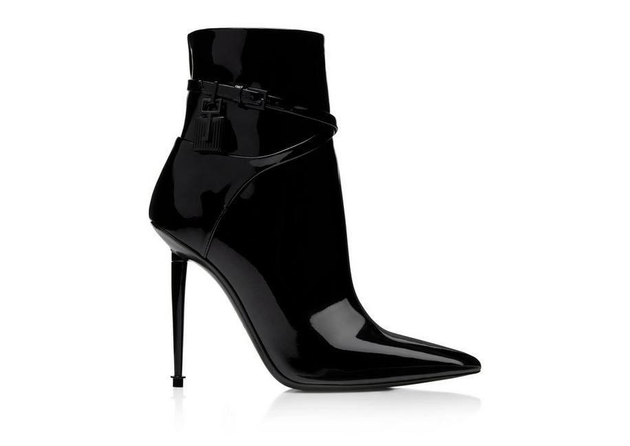 PATENT LEATHER PADLOCK ANKLE BOOT