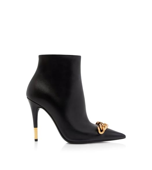 NAPPA LEATHER ICONIC CHAIN ANKLE BOOT
