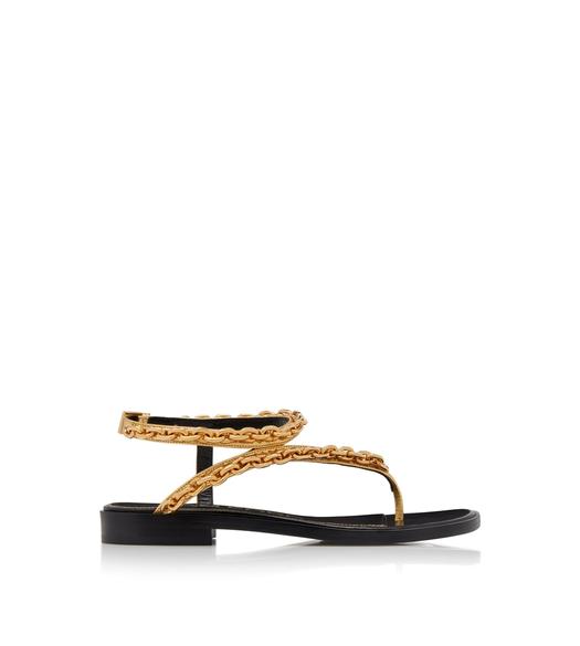 MIRROR LEATHER CURVE CHAIN THONG SANDAL