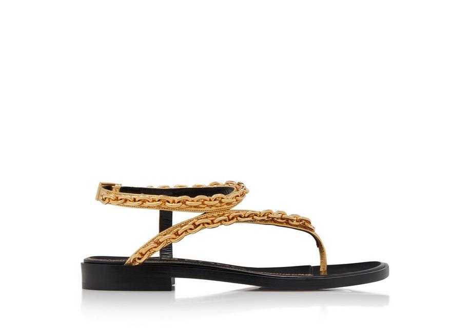 MIRROR LEATHER CURVE CHAIN THONG SANDAL A fullsize