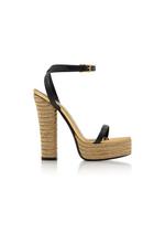 LEATHER AND LAMINATED ROPE METAL ROPE PLATFORM SANDAL A thumbnail