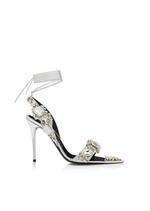 MIRROR LEATHER AND CRYSTAL STONES POINTY JEWEL SANDAL A thumbnail