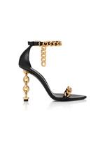 LEATHER CHAIN HEEL ANKLE STRAP SANDAL A thumbnail