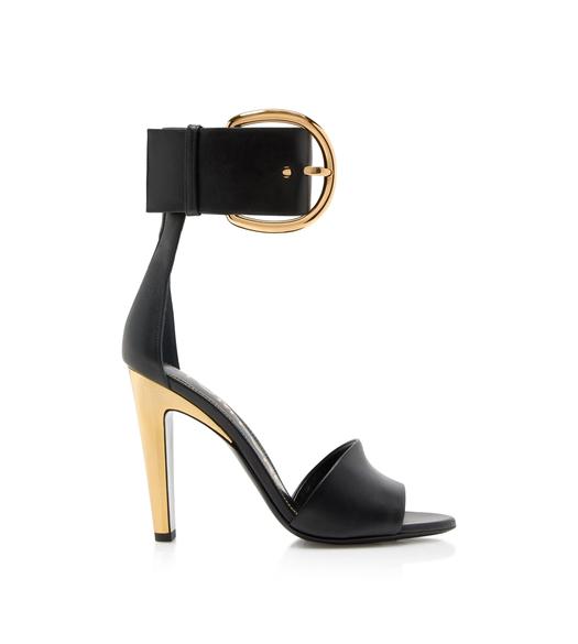 LEATHER BUCKLE ANKLE STRAP SANDAL