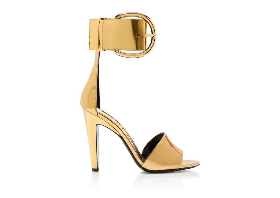 MIRROR LEATHER BUCKLE ANKLE STRAP SANDAL A fullsize